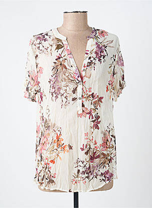 Blouse légère et transparente manches courtes beige VIE NOCTURNE femme