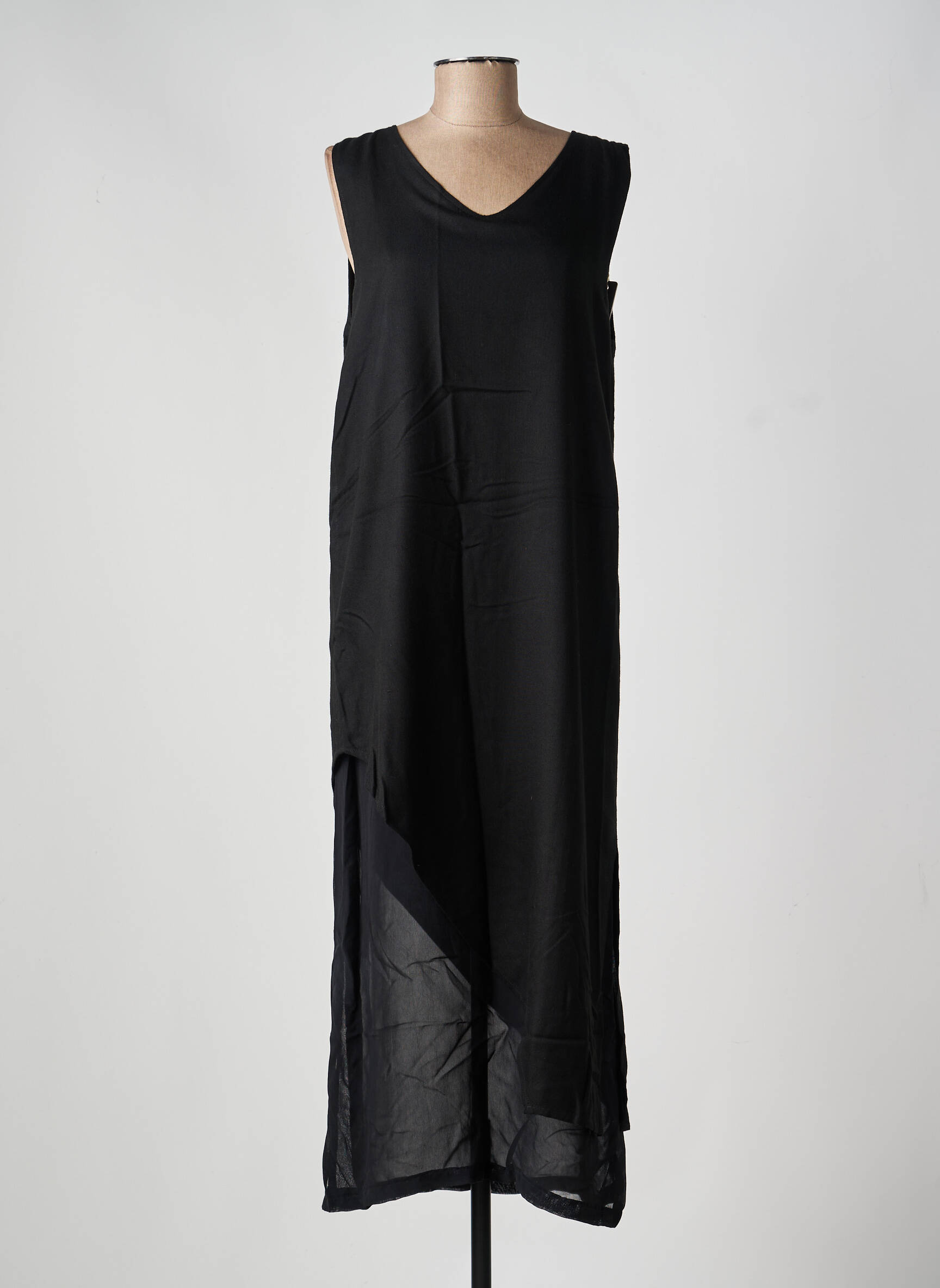 Robe longue sans manche sans manche noir FILLE DES SABLES femme
