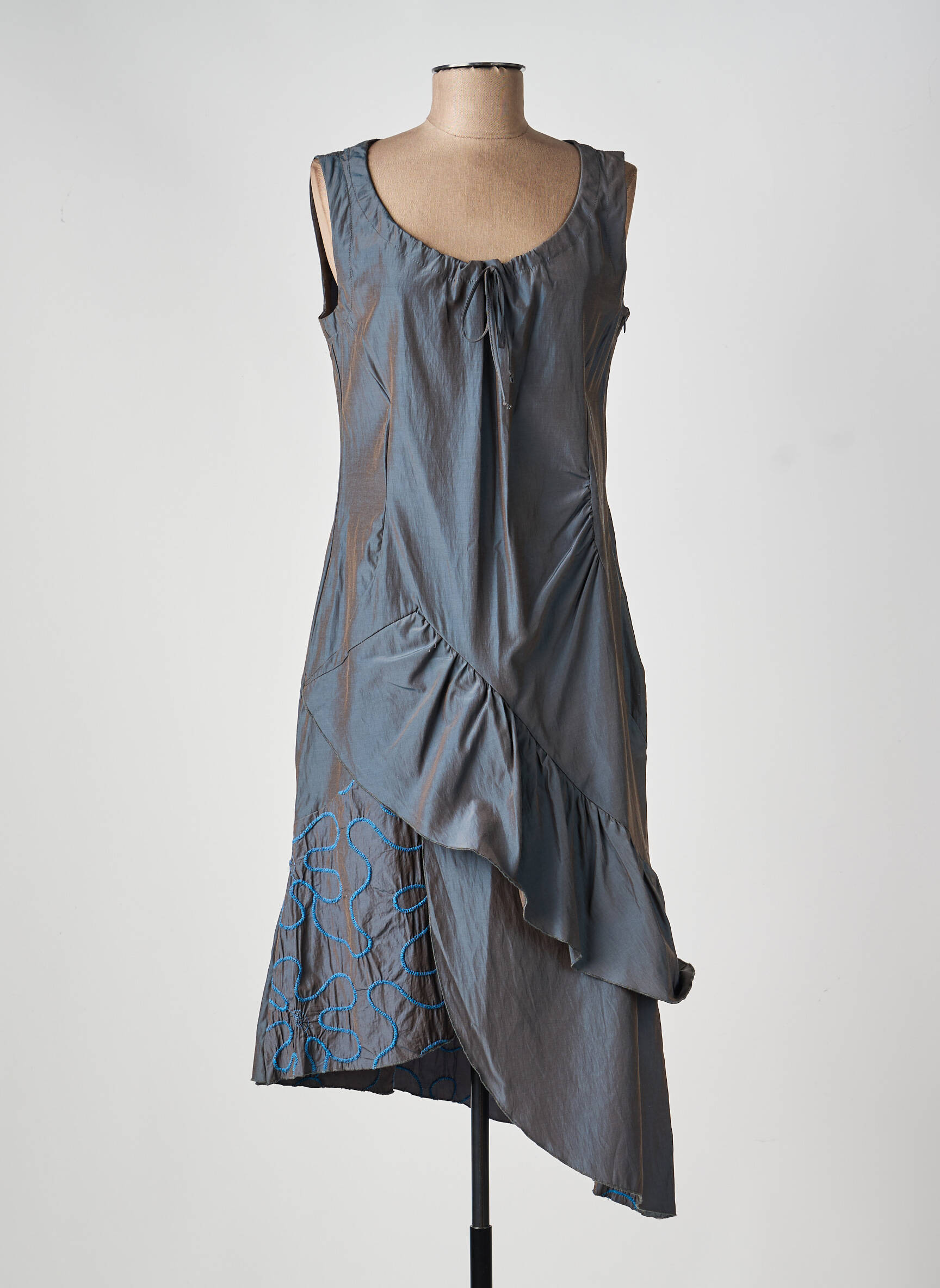 Robe mi-longue sans manche sans manche gris FILLE DES SABLES femme