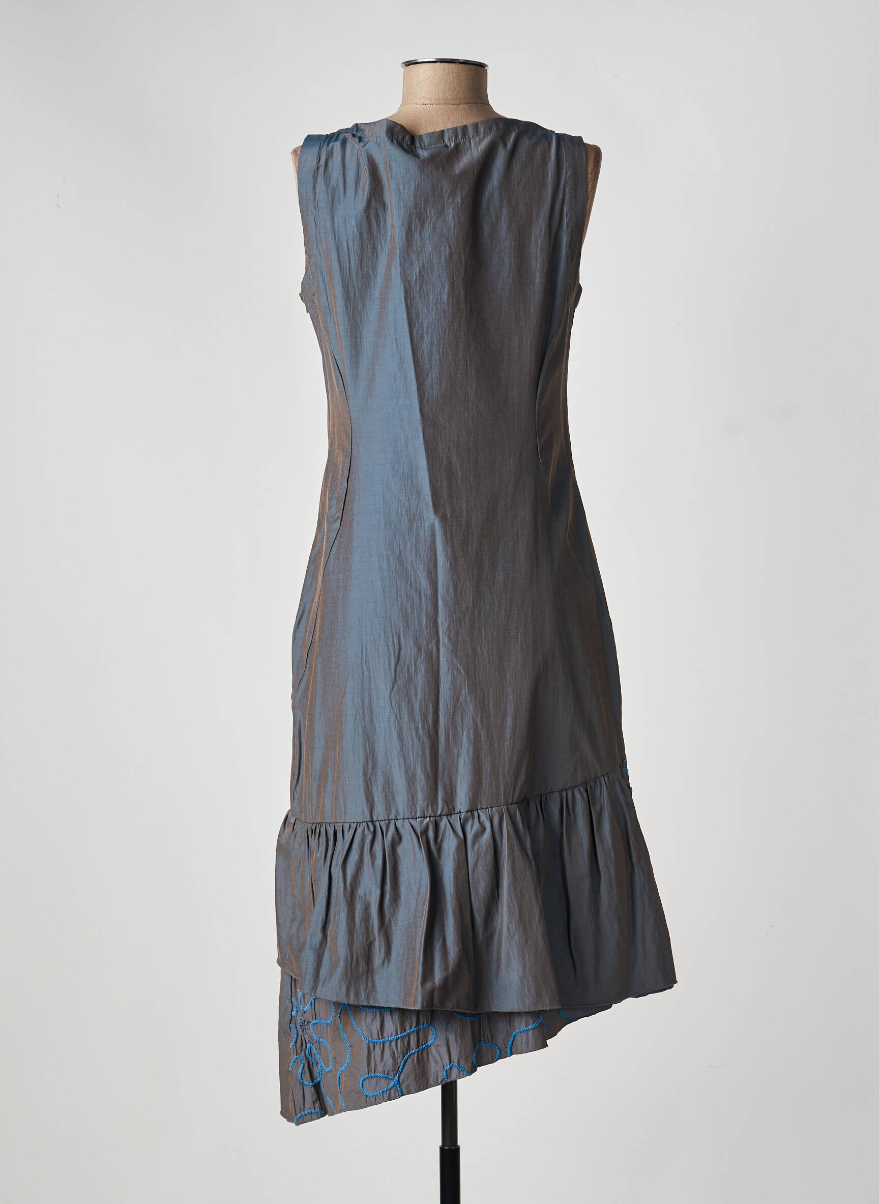 Robe mi-longue sans manche sans manche gris FILLE DES SABLES femme