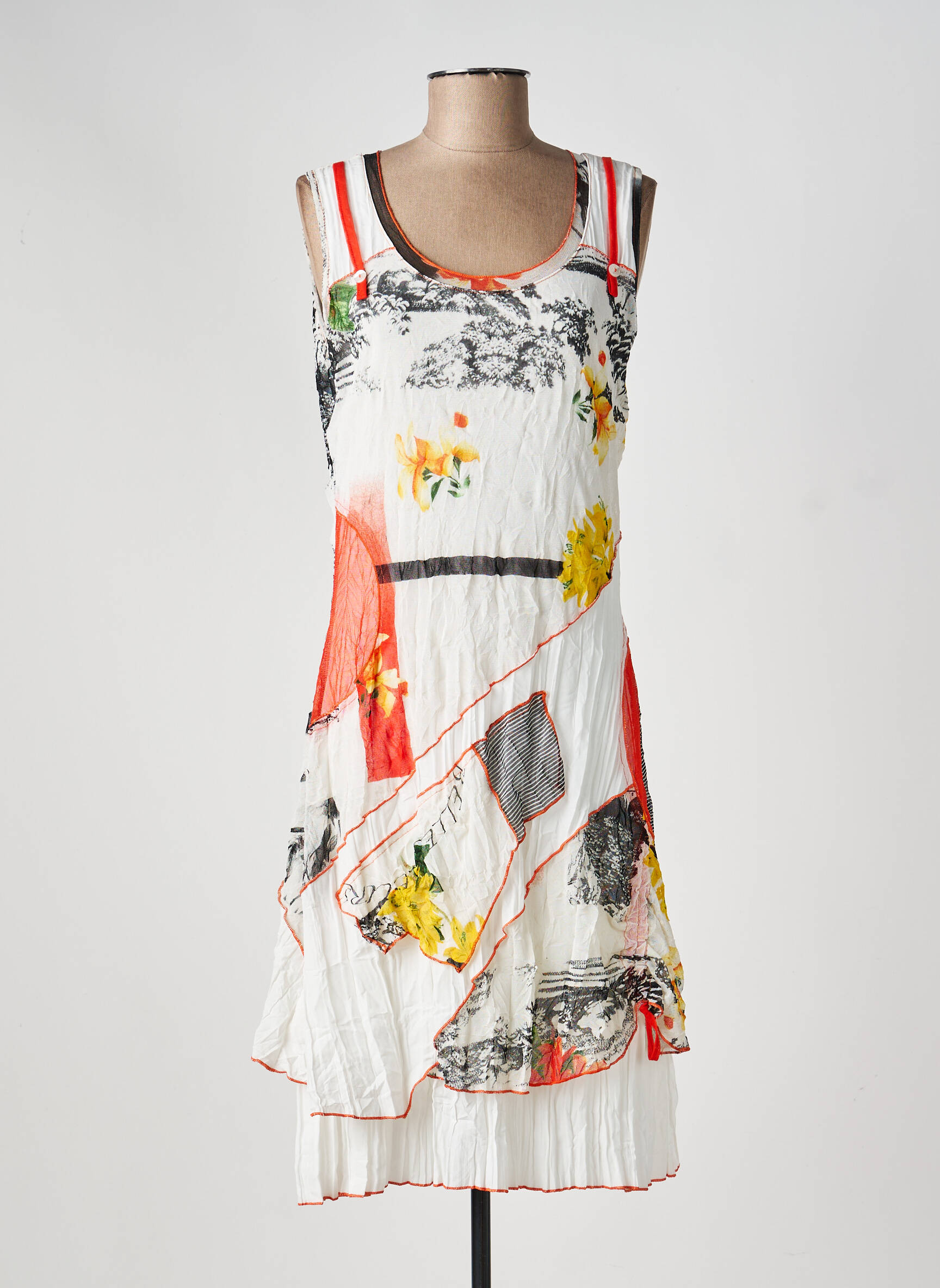 Robe mi-longue sans manche sans manche blanc ME-PARIS femme