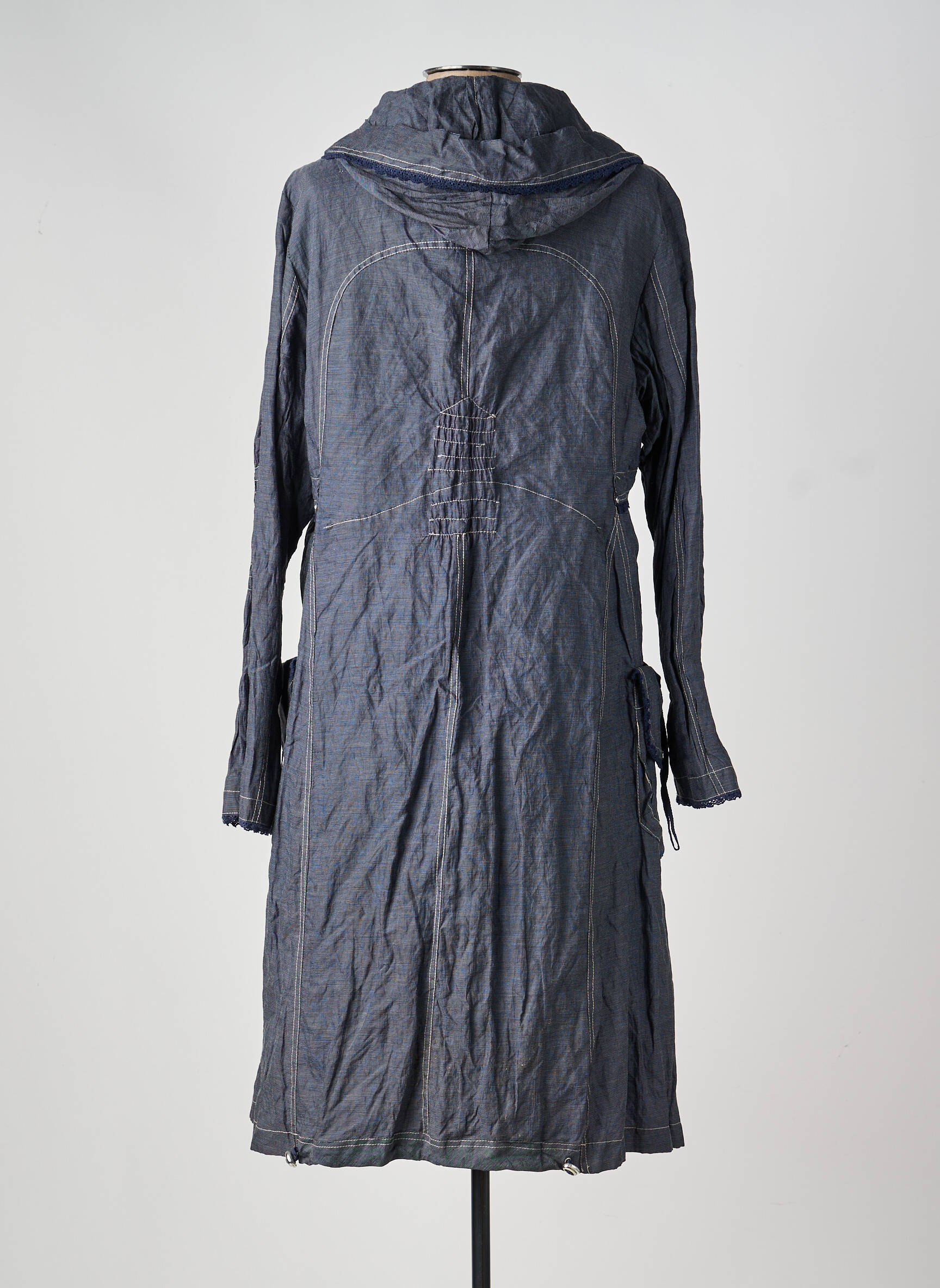 Imperméable finition intérieure doublure satiné a capuche bleu MOTYS COLLECTION femme