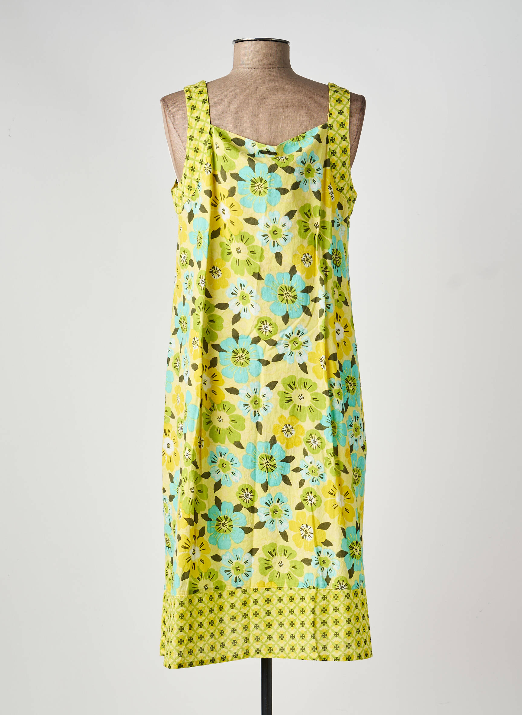 Robe mi-longue imprimé fleurs sans manche jaune AGATHE & LOUISE femme