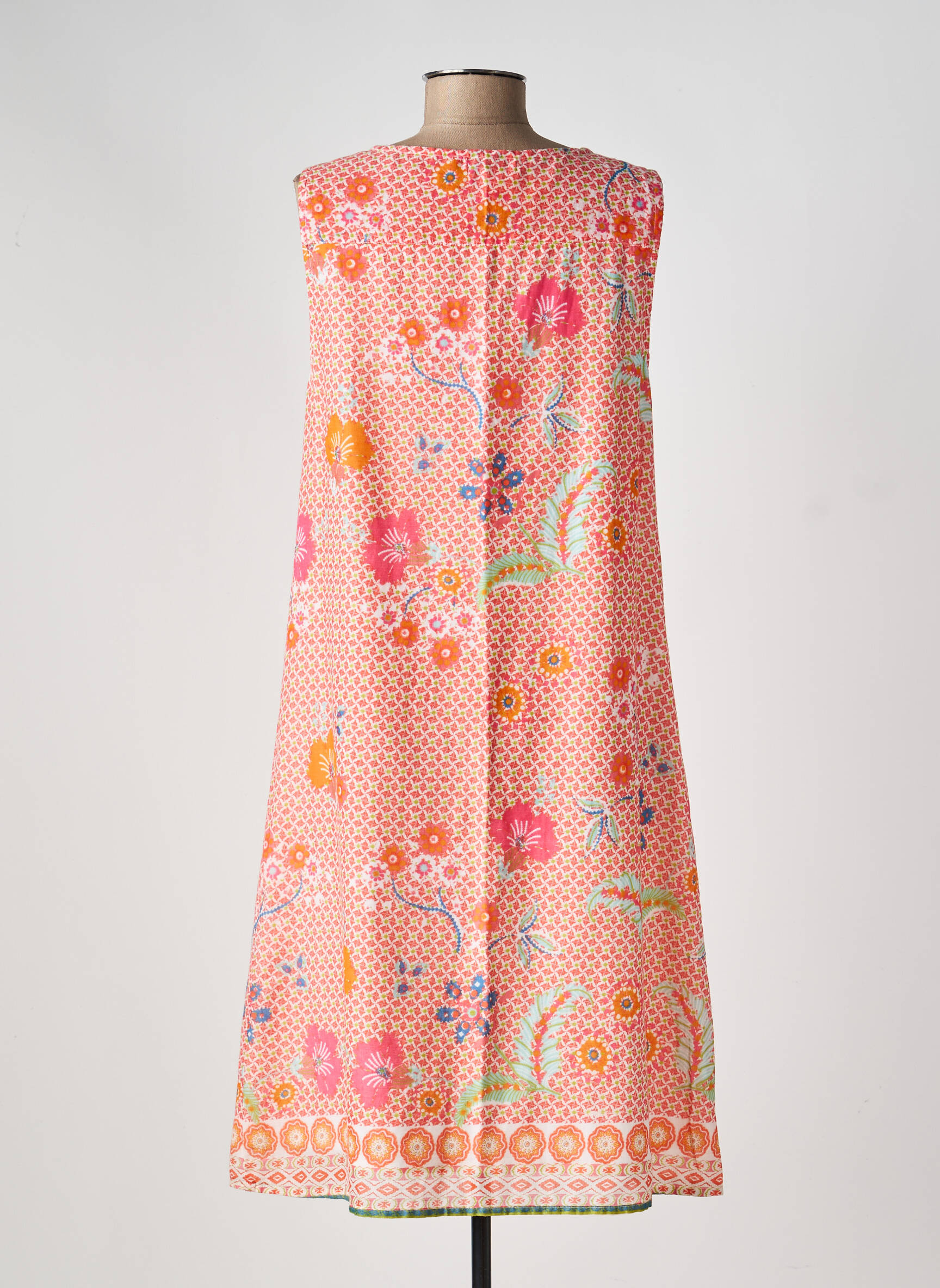 Robe mi-longue imprimé fleurs sans manche rose AGATHE & LOUISE femme