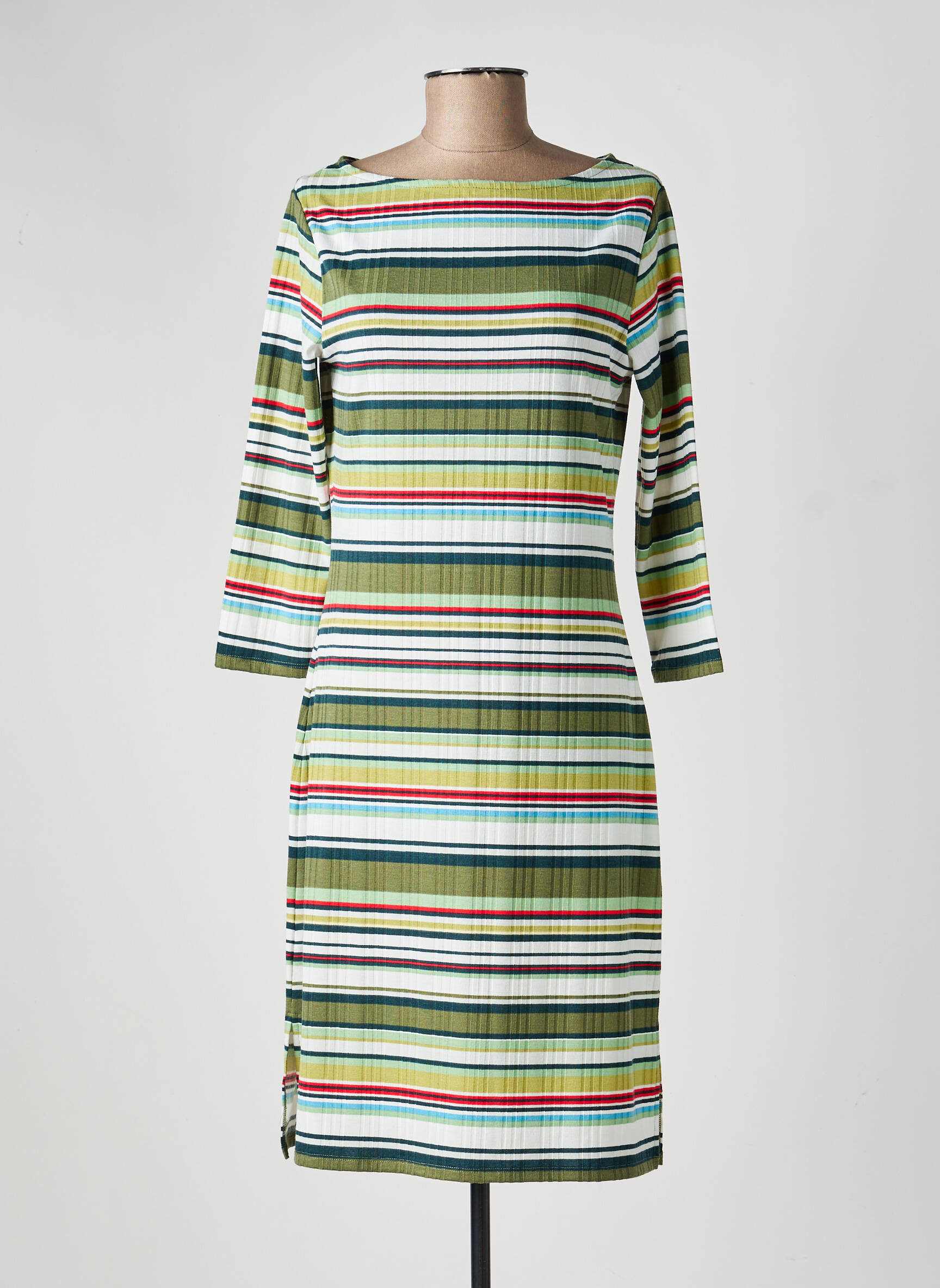 Robe mi-longue manches 3/4 manches 3/4 vert SURKANA femme