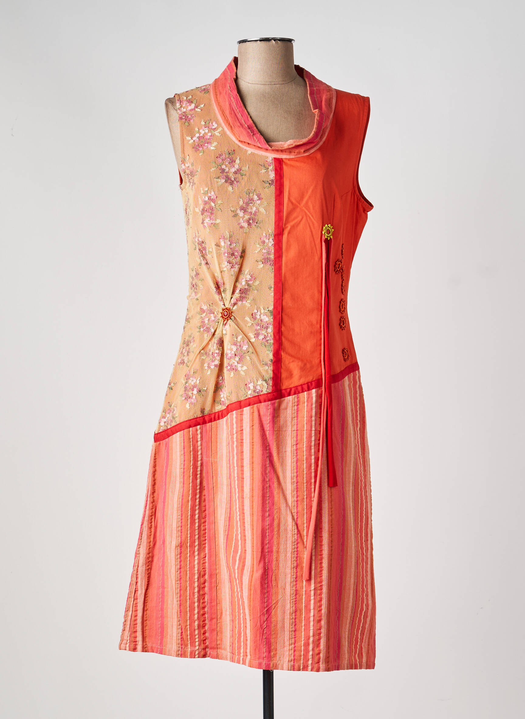 Robe mi-longue sans manche sans manche orange ENJOY femme