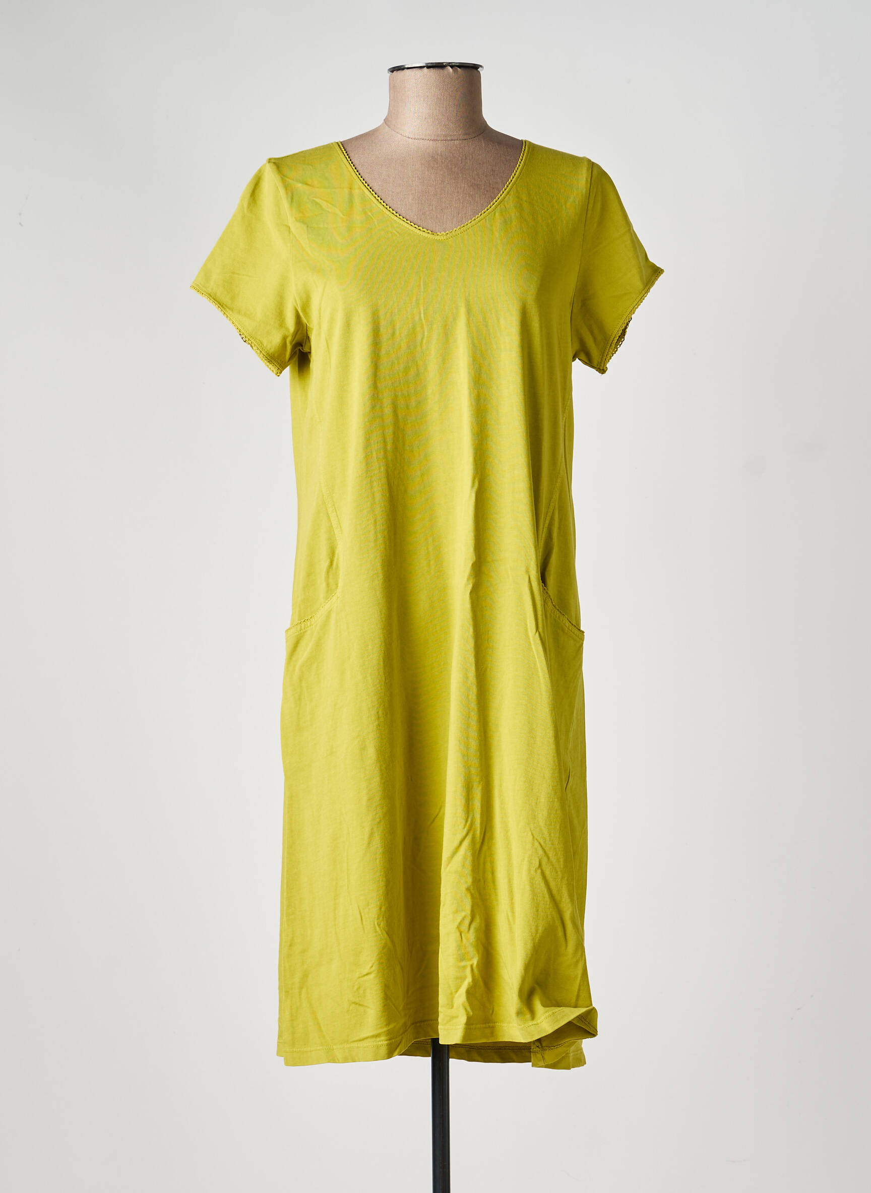 Robe mi-longue manches courtes manches courtes vert AGATHE & LOUISE femme