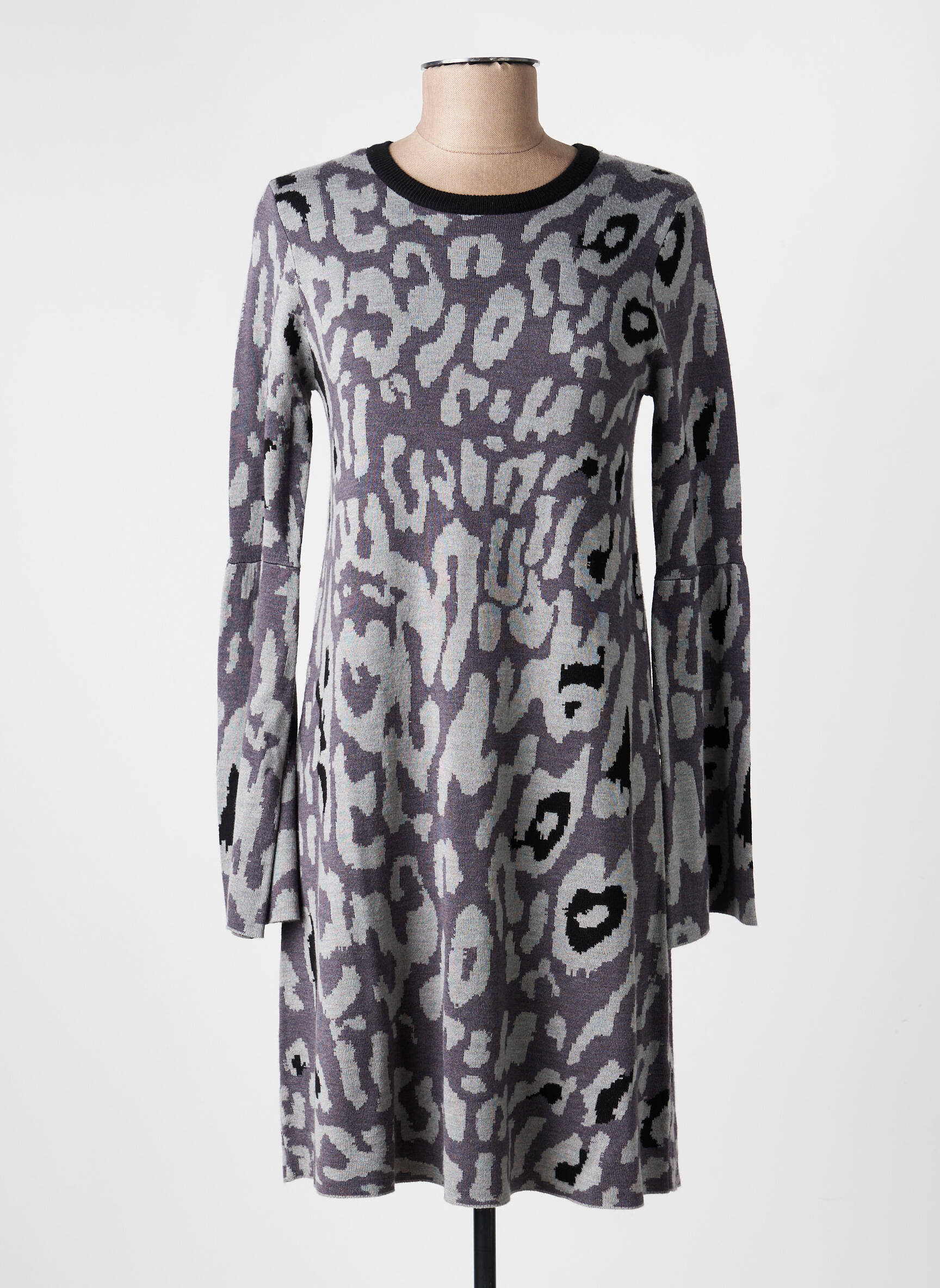 Robe pull stretch manches longues gris MARINA V femme
