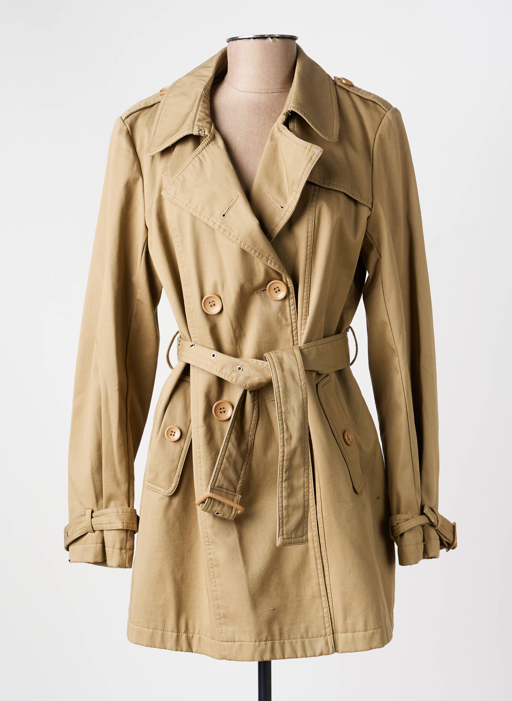 Trench tissage popeline sans capuche beige FREDA femme