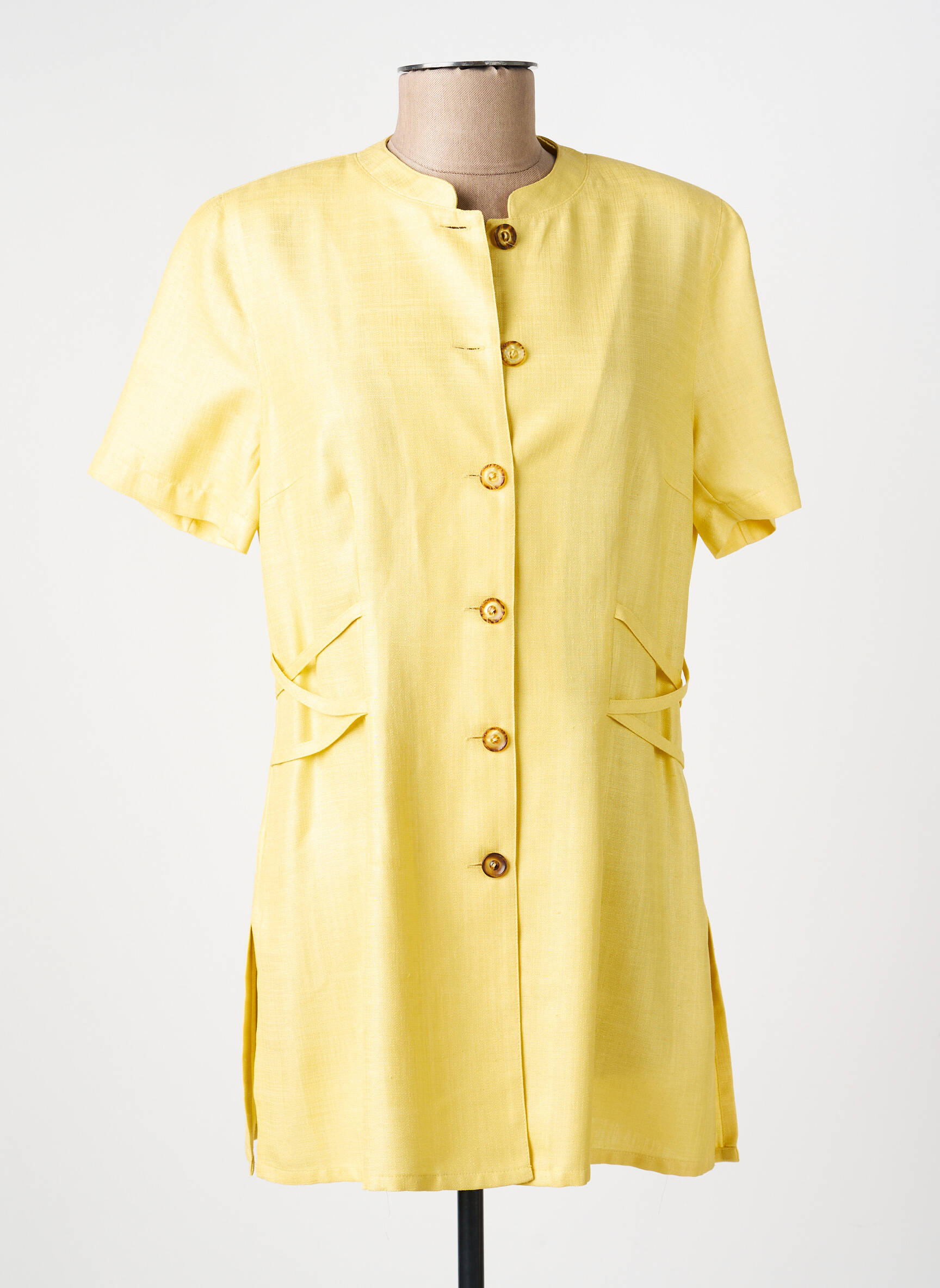 Tunique manches courtes tissage crêpe jaune VERDOSA femme