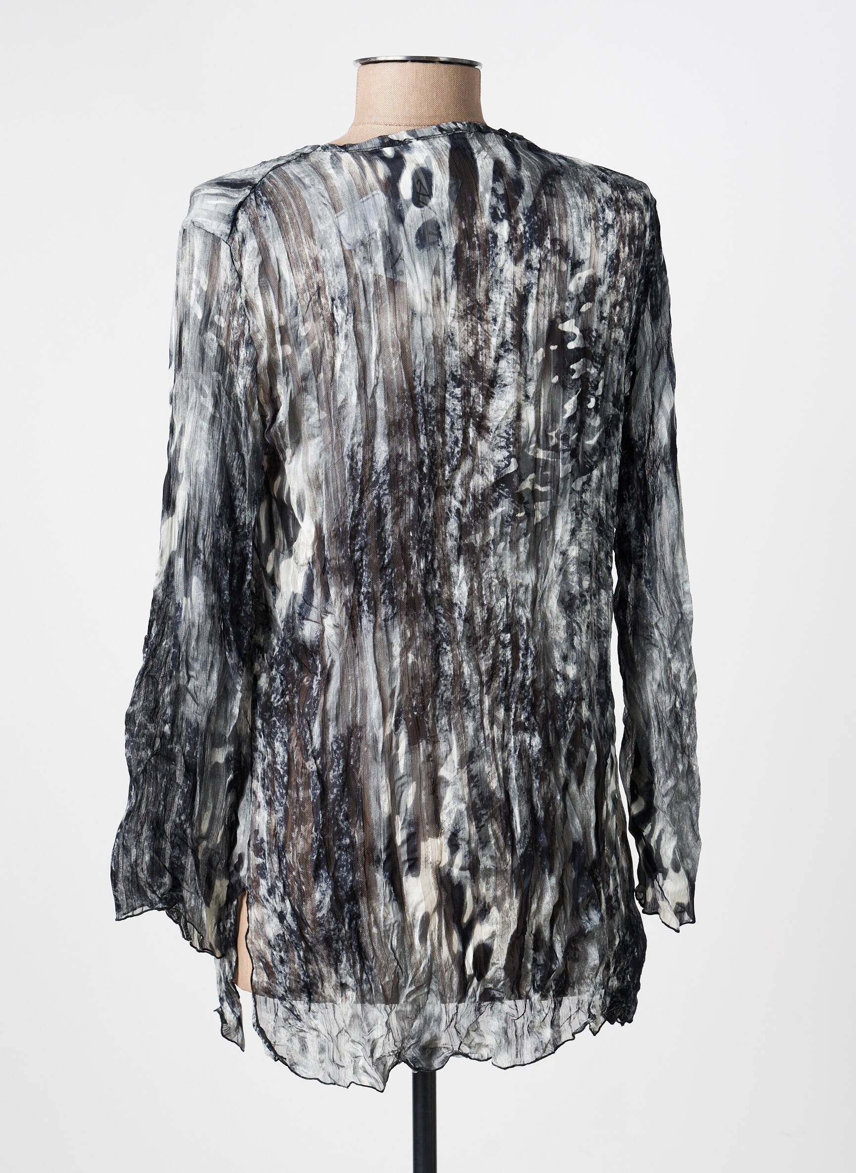 Tunique manches longues légère et transparente gris HONEY MOON femme