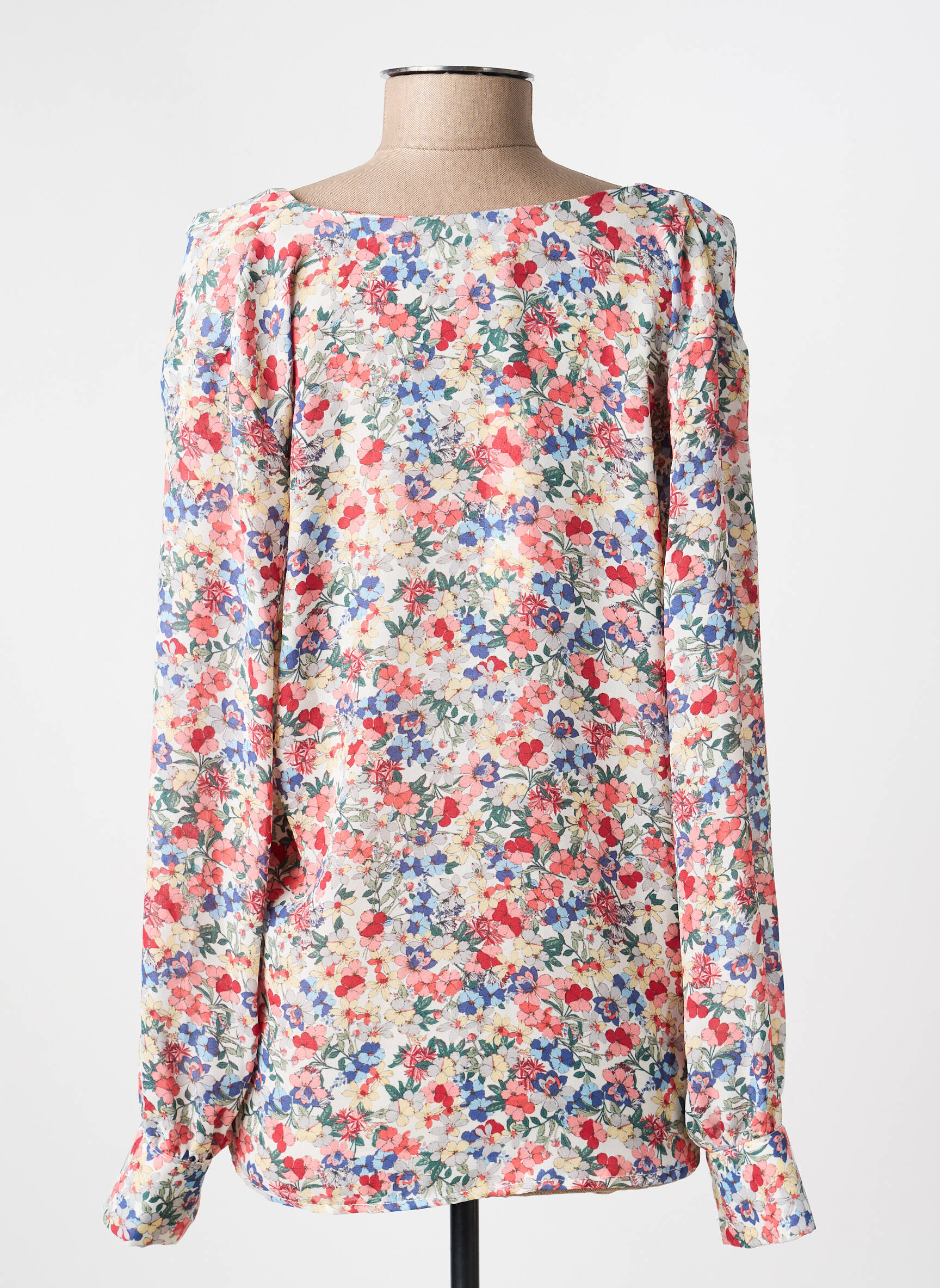 Blouse imprimé fleurs manches longues rouge VINTAGE LOVE femme