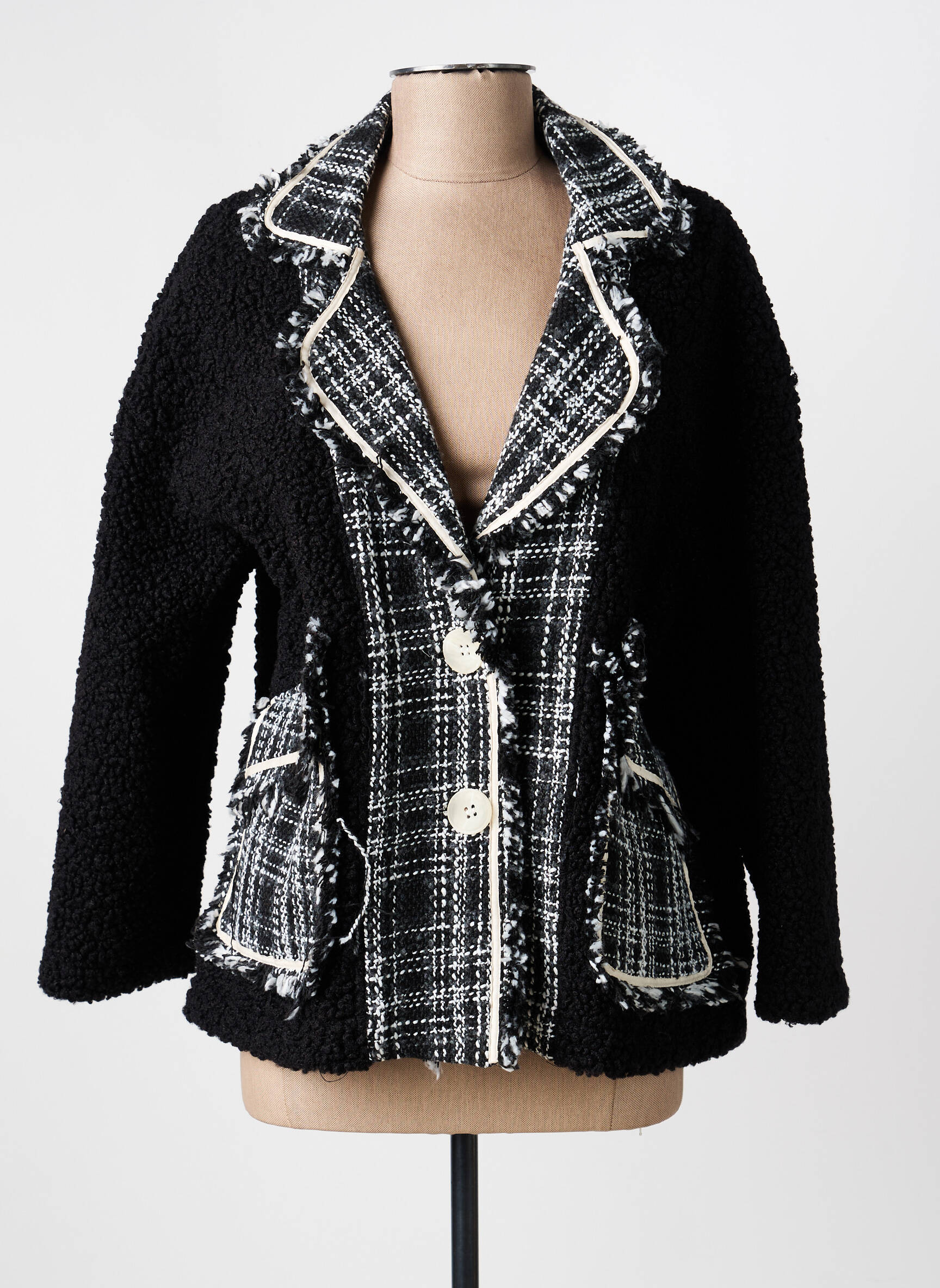 Manteau court coupe droite sans capuche noir LM LULU femme