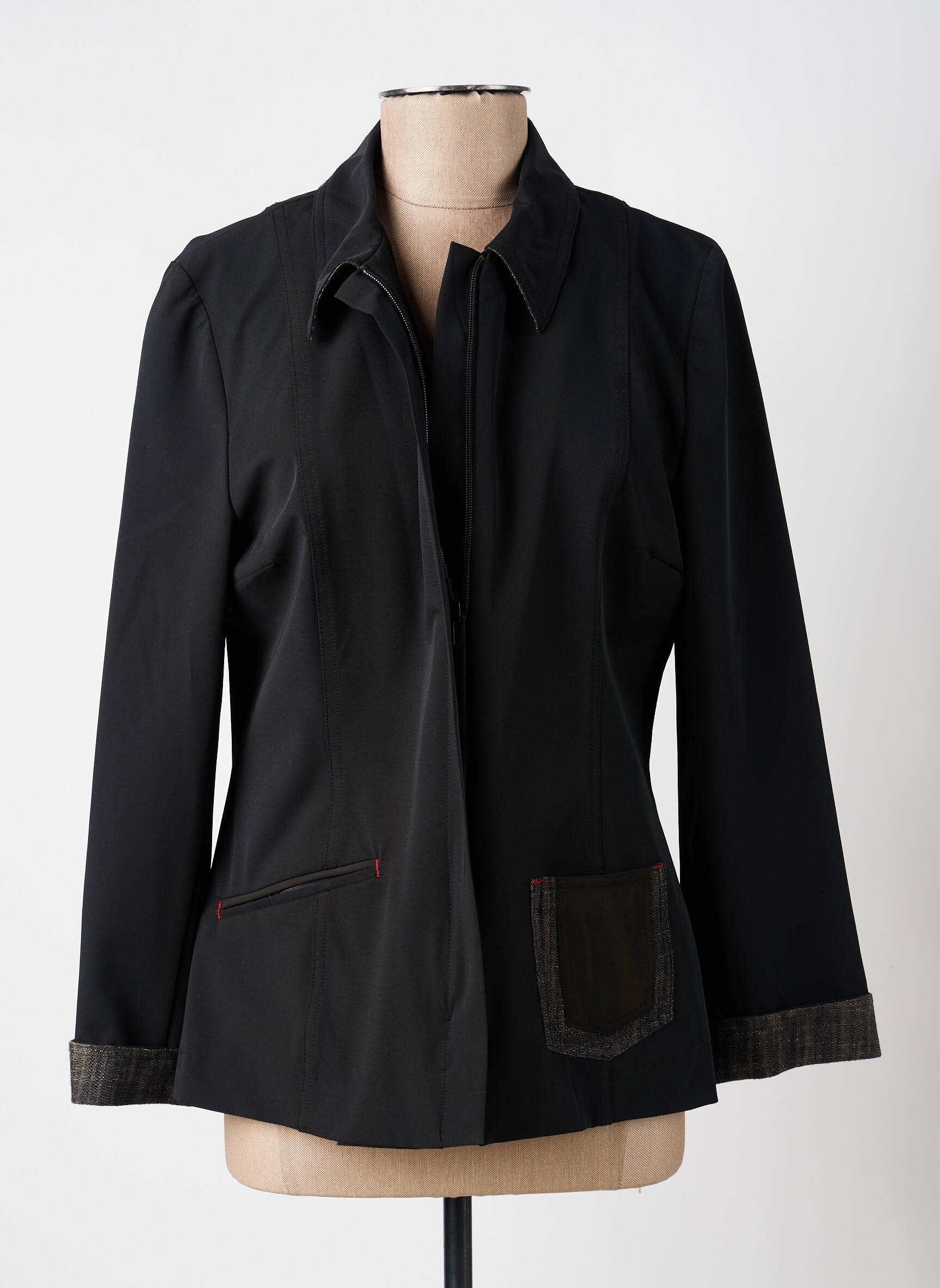 Veste casual col chemisier noir FELINO femme