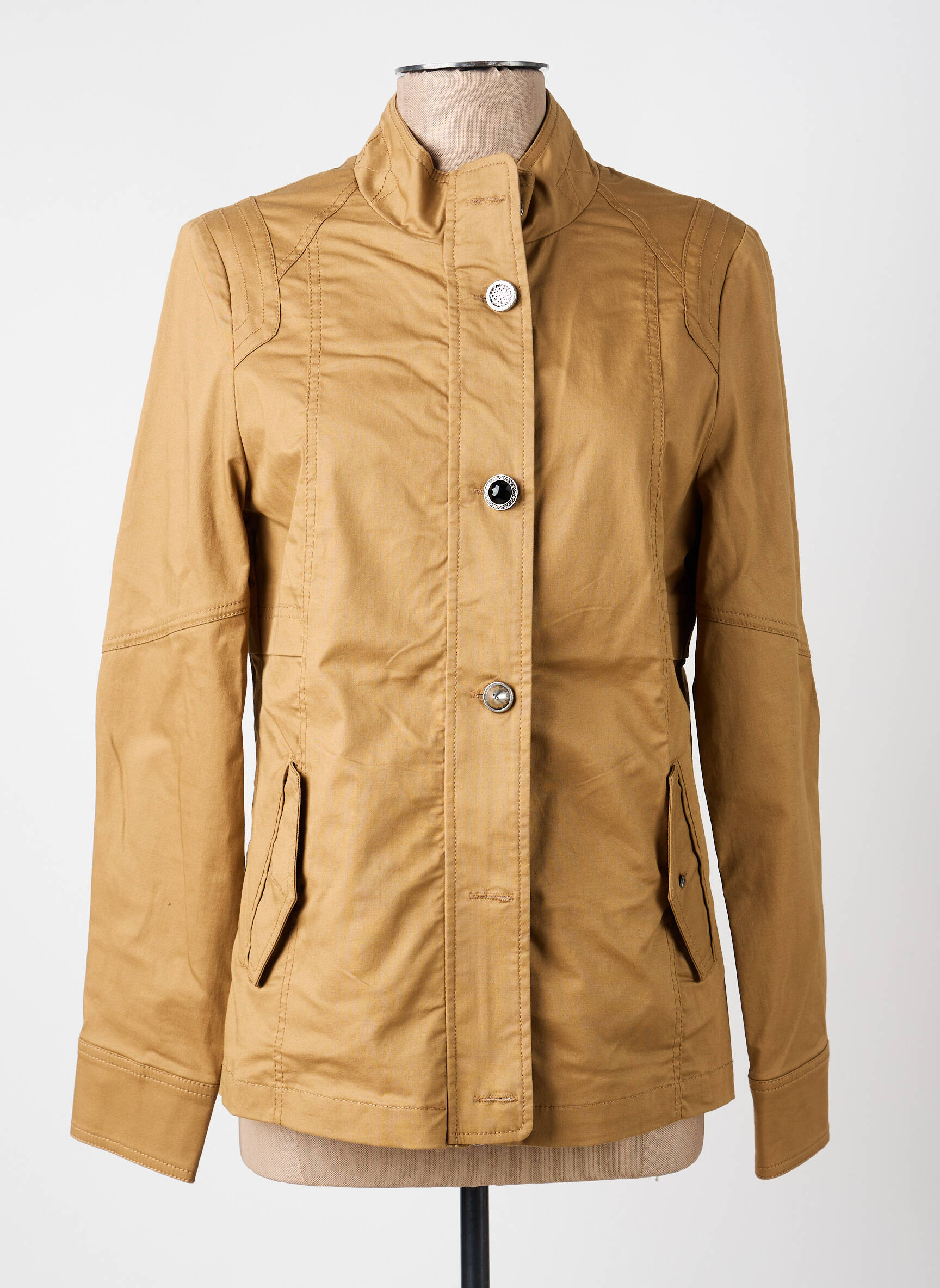 Veste casual poignets boutonnés avec fente beige 7 SEASONS femme