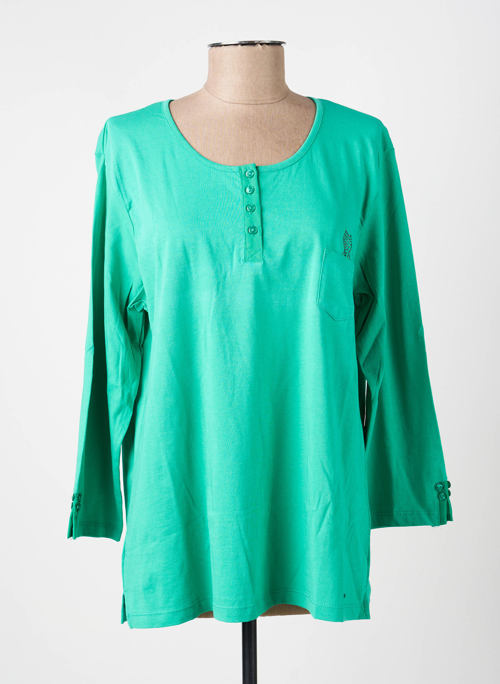 T-shirt manches 3/4 manches 3/4 vert FELINO femme