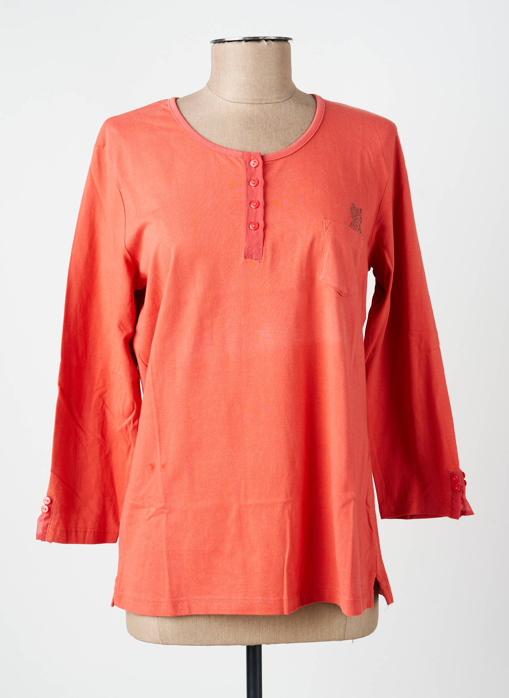 T-shirt manches 3/4 manches 3/4 orange FELINO femme