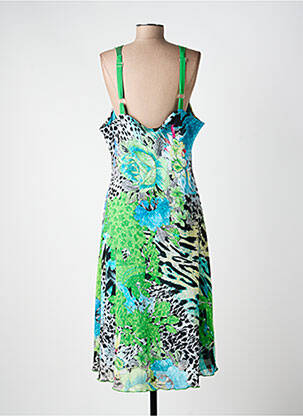 Robe longue imprimé fantaisie sans manche vert FELINO femme