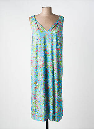 Robe mi-longue coupe fluide sans manche bleu AGATHE & LOUISE femme