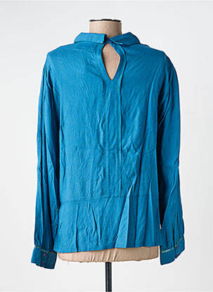 Blouse tissage popeline manches longues bleu AGATHE & LOUISE femme