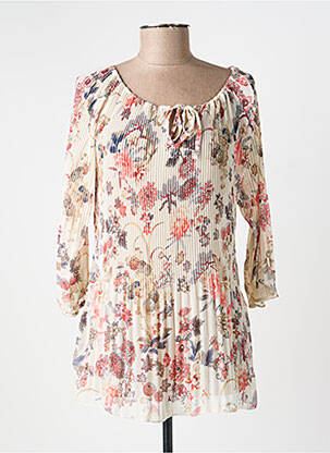 Blouse imprimé fleurs manches longues beige MIELO MODA femme