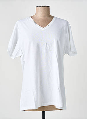 T-shirt sérigraphie avec strass manches courtes blanc FELINO femme