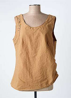 Top coupe cintrée sans manche marron FILLE DES SABLES femme