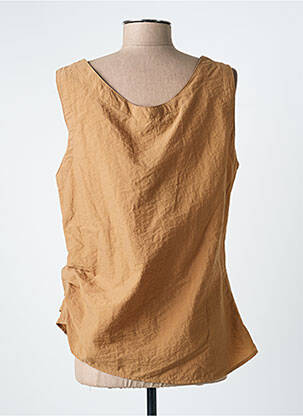 Top coupe cintrée sans manche marron FILLE DES SABLES femme