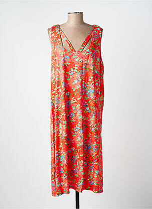 Robe longue imprimé fleurs sans manche orange AGATHE & LOUISE femme