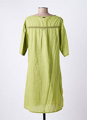 Robe mi-longue coupe fluide manches longues vert AGATHE & LOUISE femme
