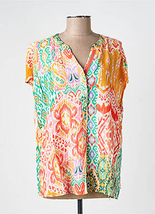 Chemisier tissage crêpe manches courtes orange TINTA femme