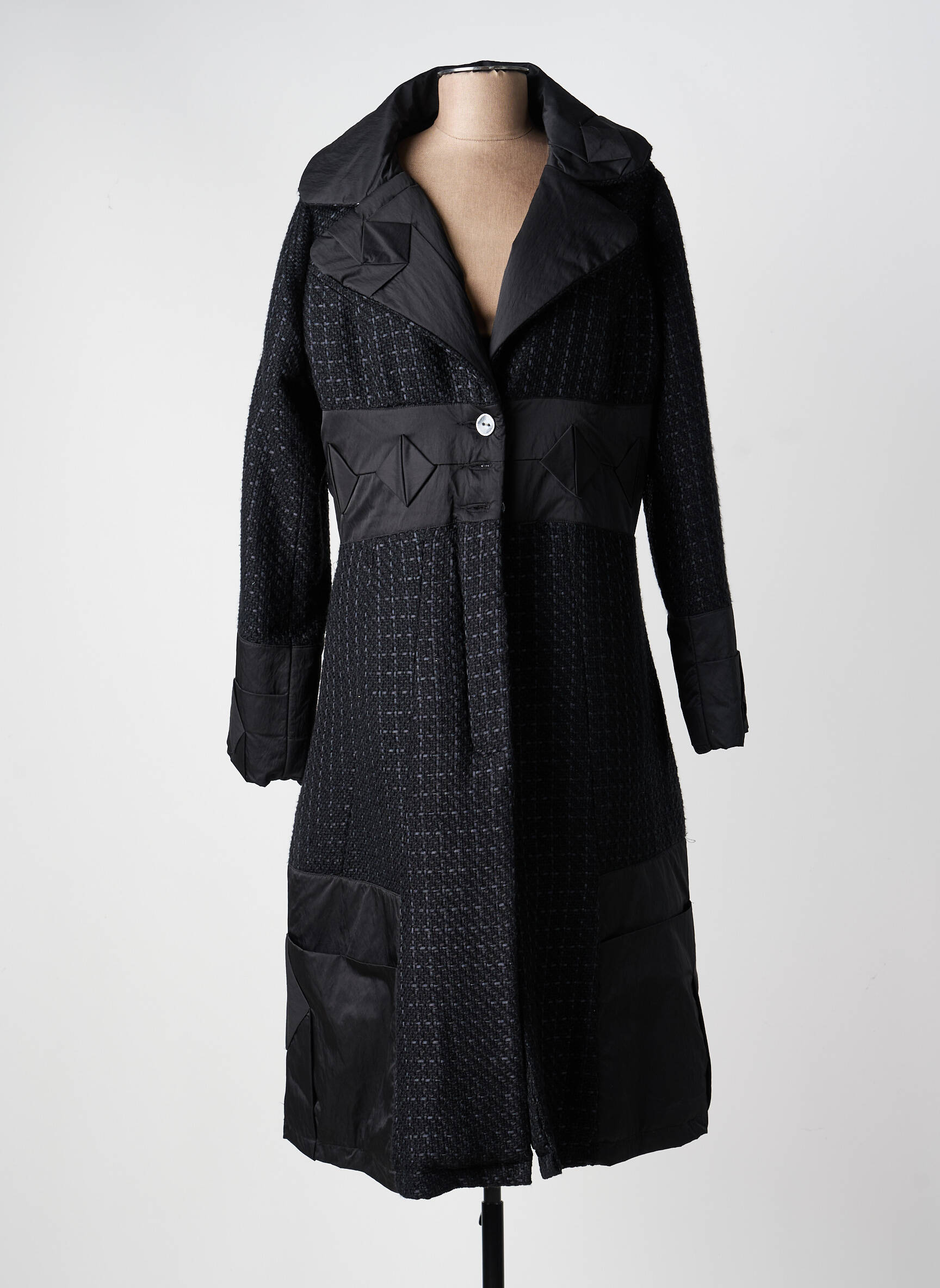 Manteau long coupe cintrée sans capuche noir ALL BEAUTIFUL femme