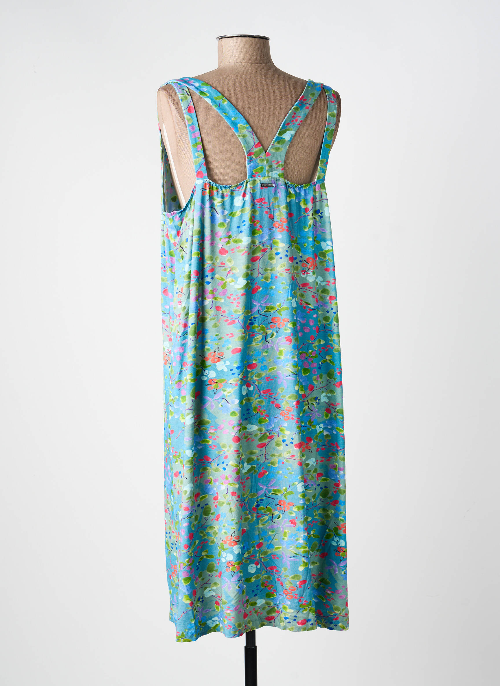 Robe mi-longue coupe fluide sans manche bleu AGATHE & LOUISE femme
