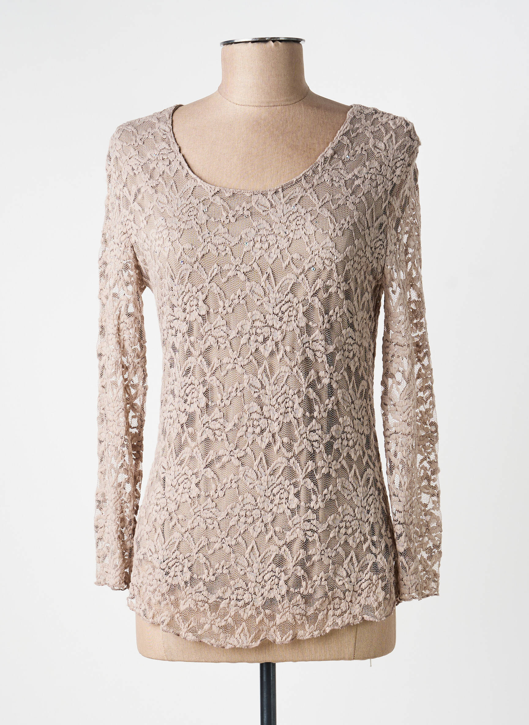 Top stretch manches longues gris SUZANNA femme