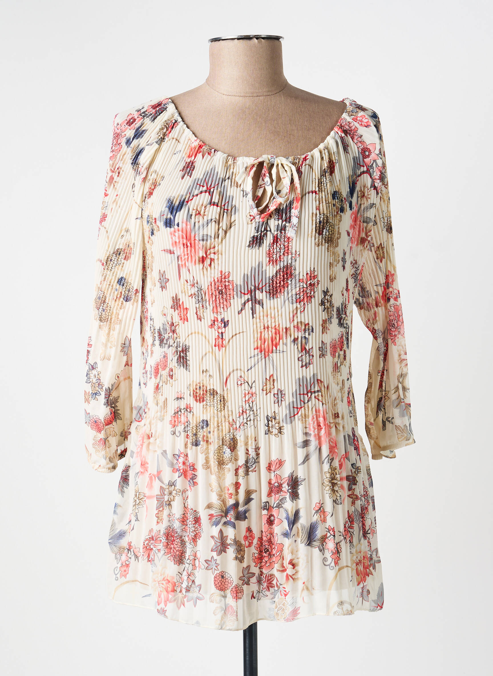 Blouse imprimé fleurs manches longues beige MIELO MODA femme