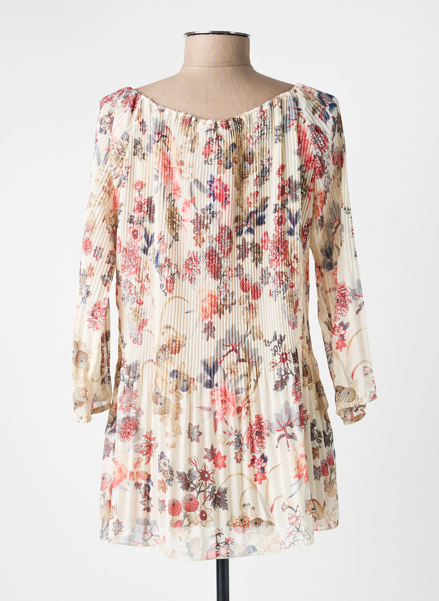 Blouse imprimé fleurs manches longues beige MIELO MODA femme