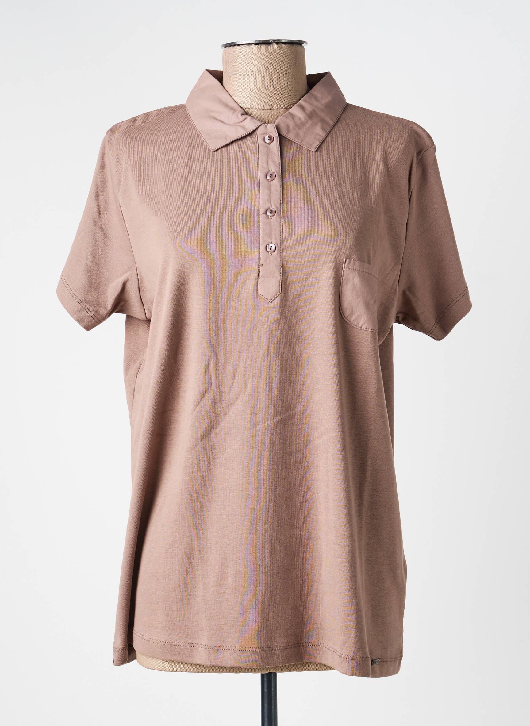 Polo stretch manches courtes marron FELINO femme