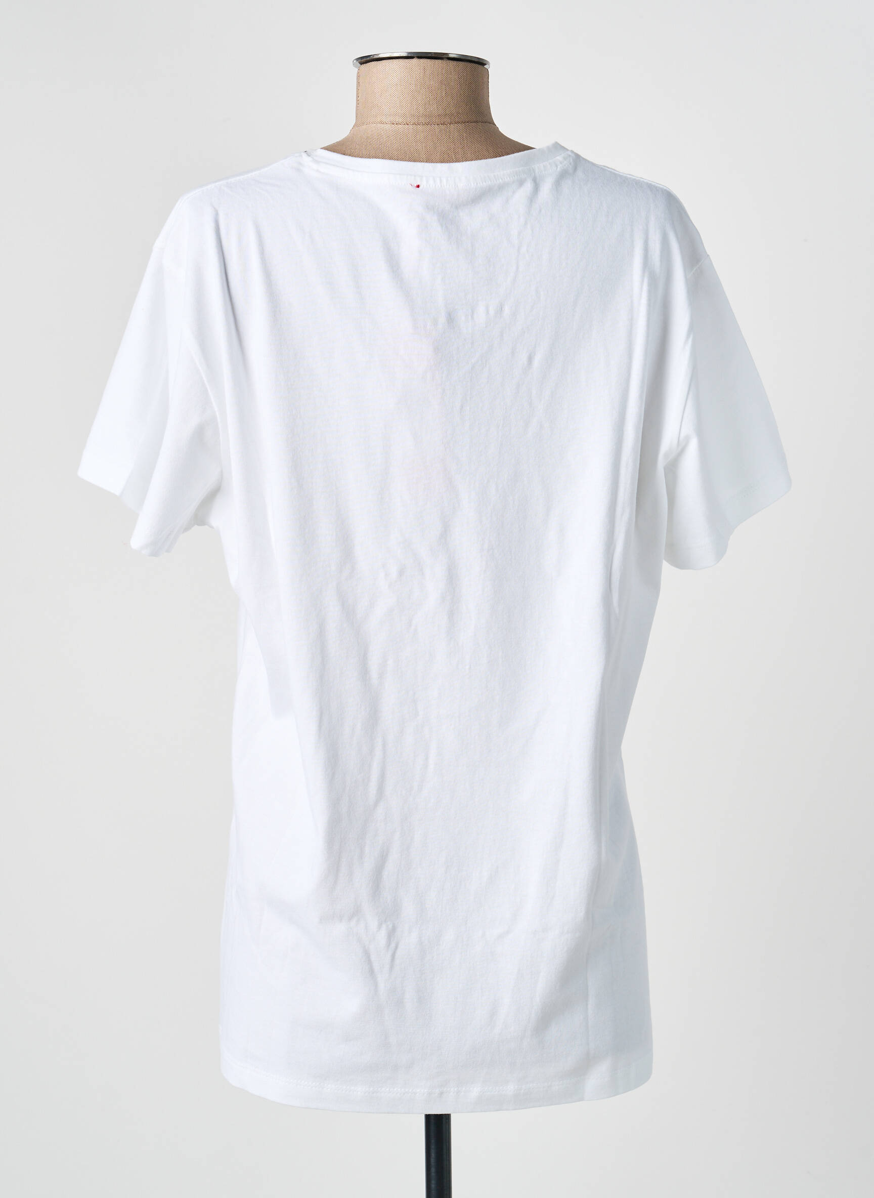 T-shirt sérigraphie avec strass manches courtes blanc FELINO femme