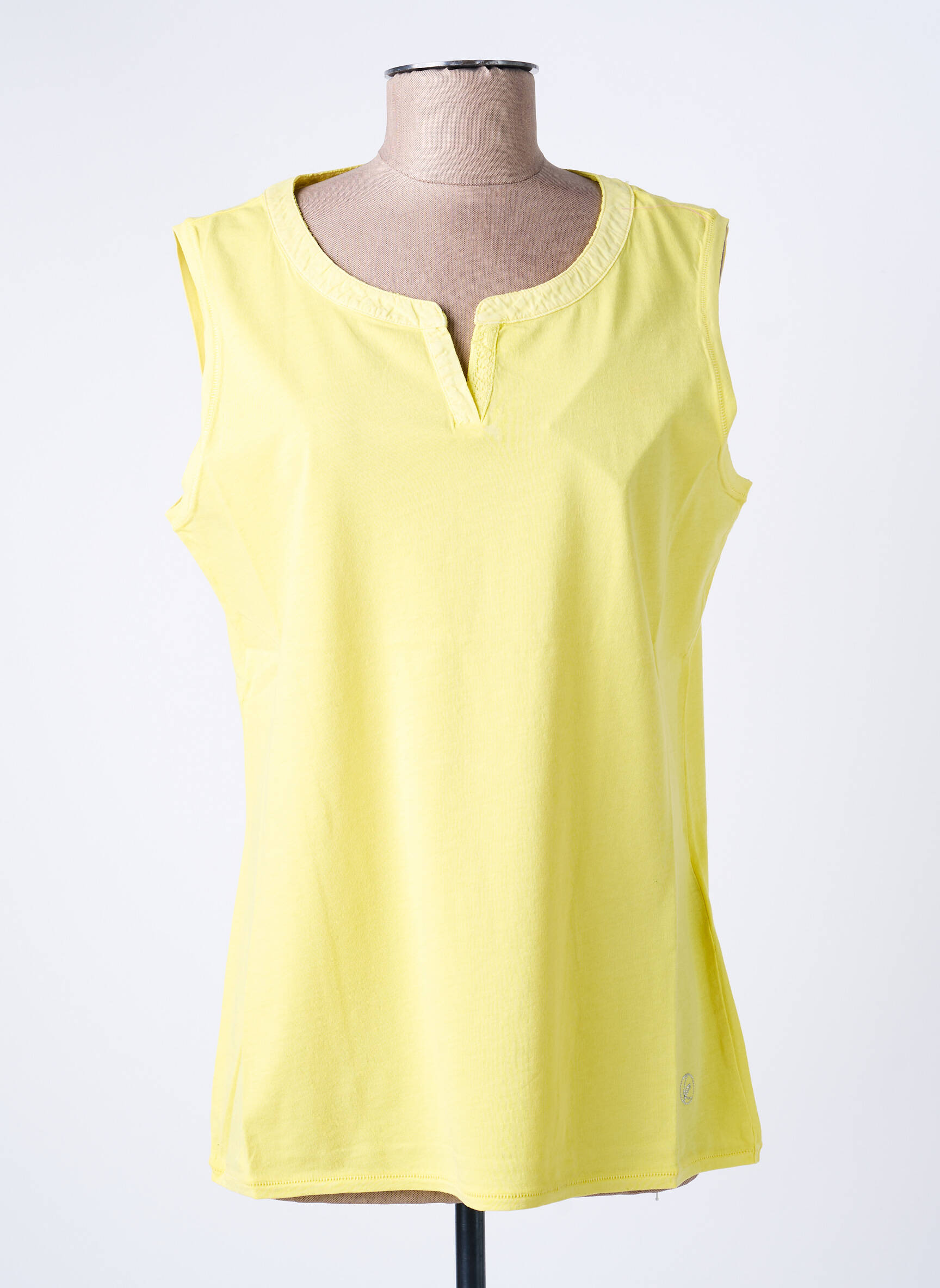 Top tissage jersey sans manche jaune CONCEPT K femme