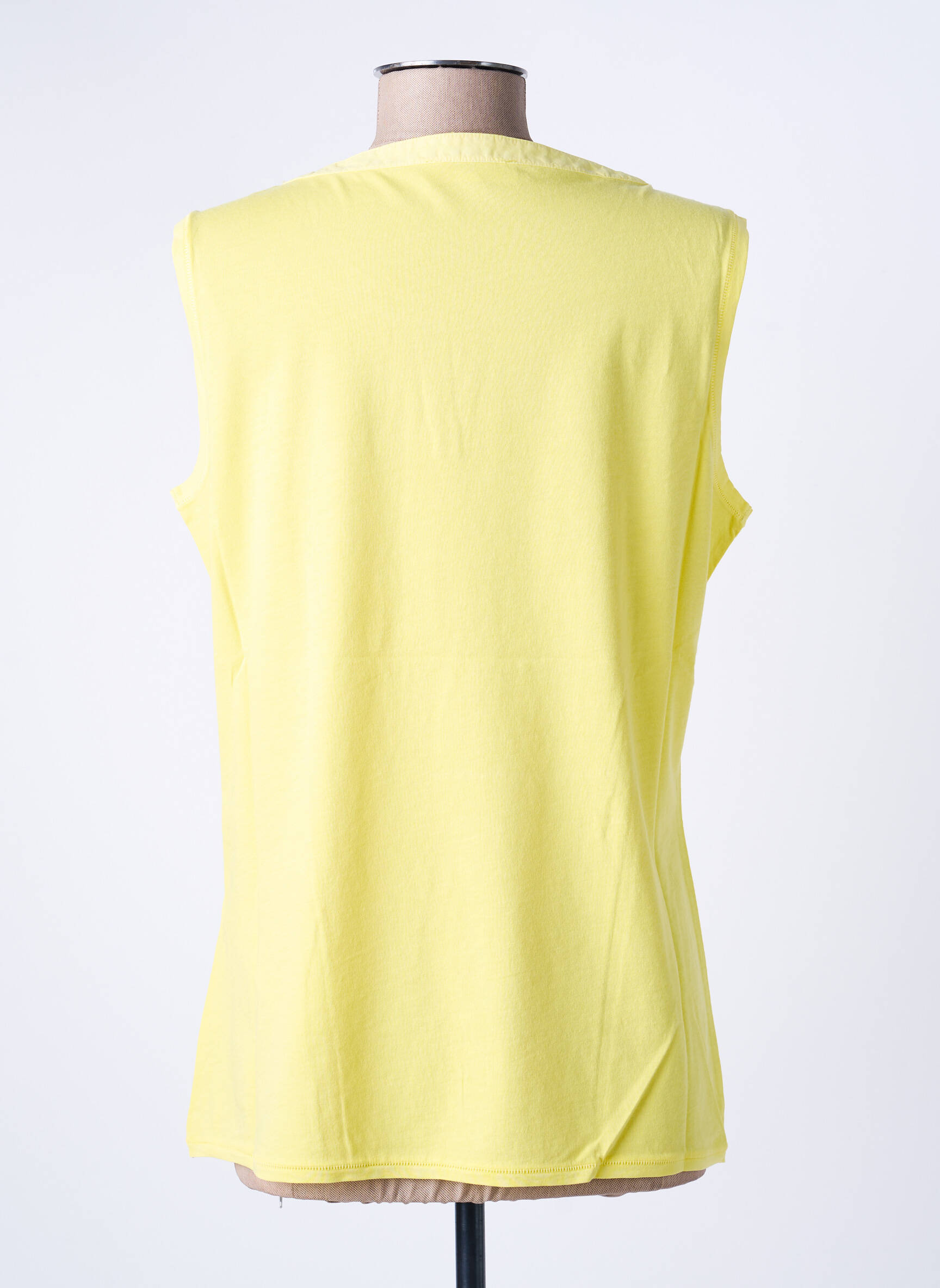 Top tissage jersey sans manche jaune CONCEPT K femme