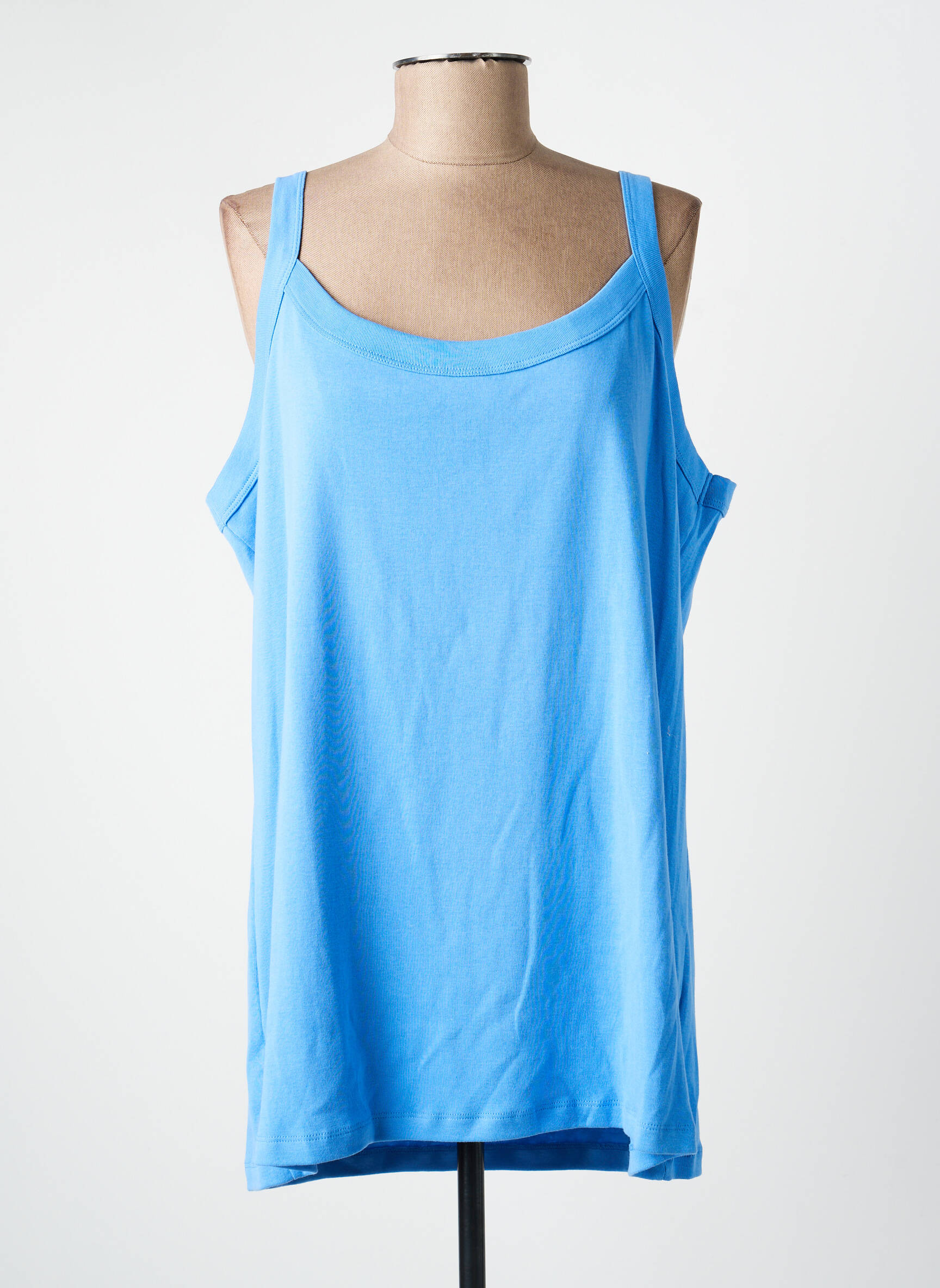 Top tissage jersey fines bretelles bleu FELINO femme