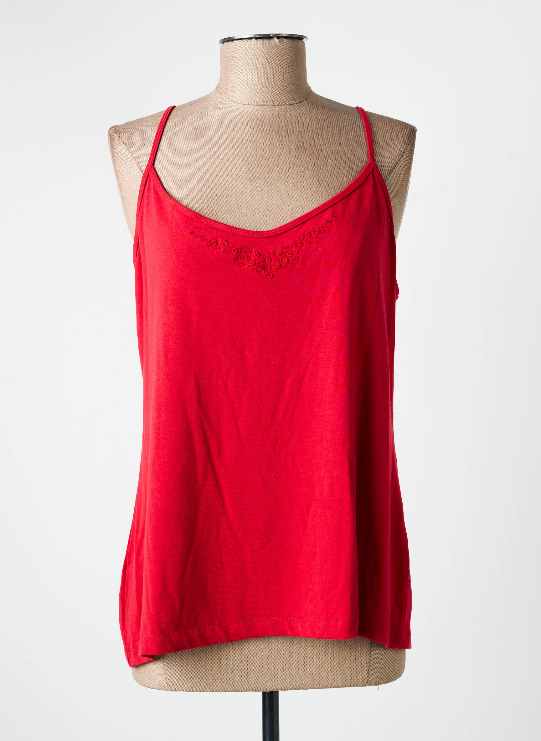 T-shirt stretch fines bretelles rouge FELINO femme