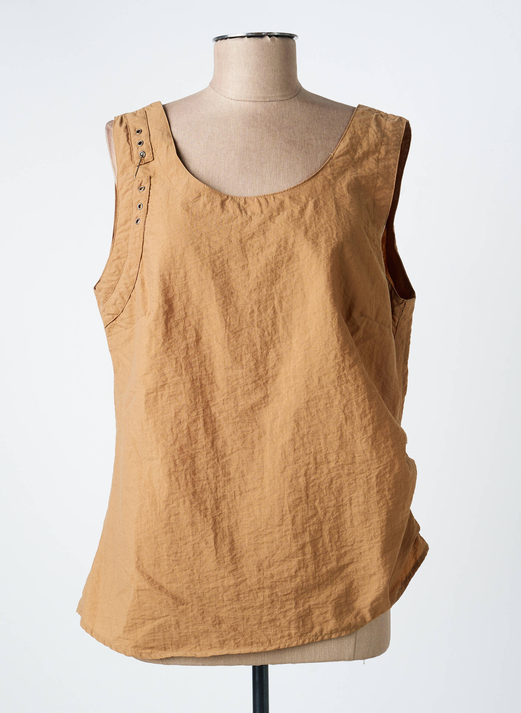 Top coupe cintrée sans manche marron FILLE DES SABLES femme