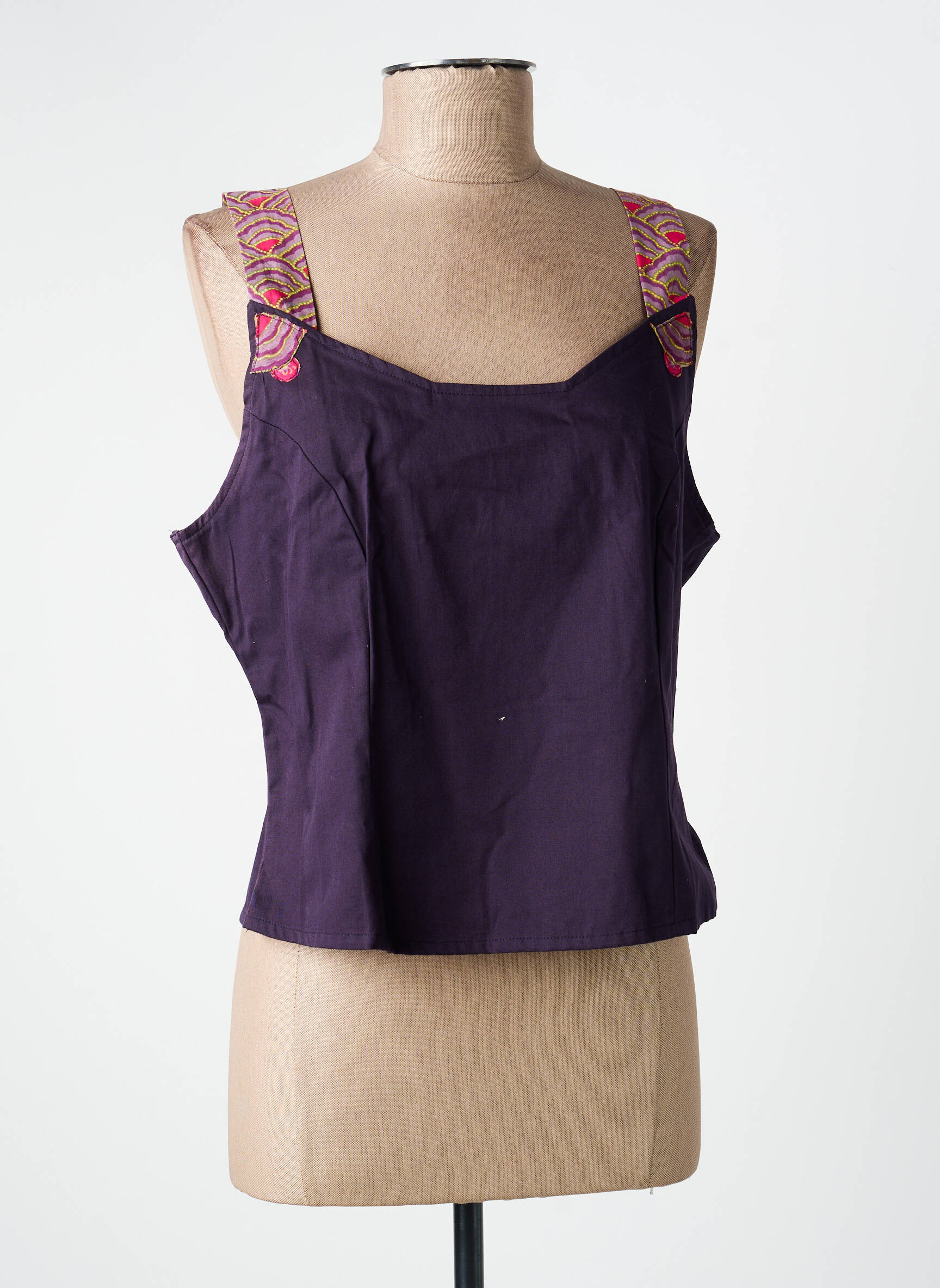 Top imprimé fantaisie sans manche violet ENJOY femme