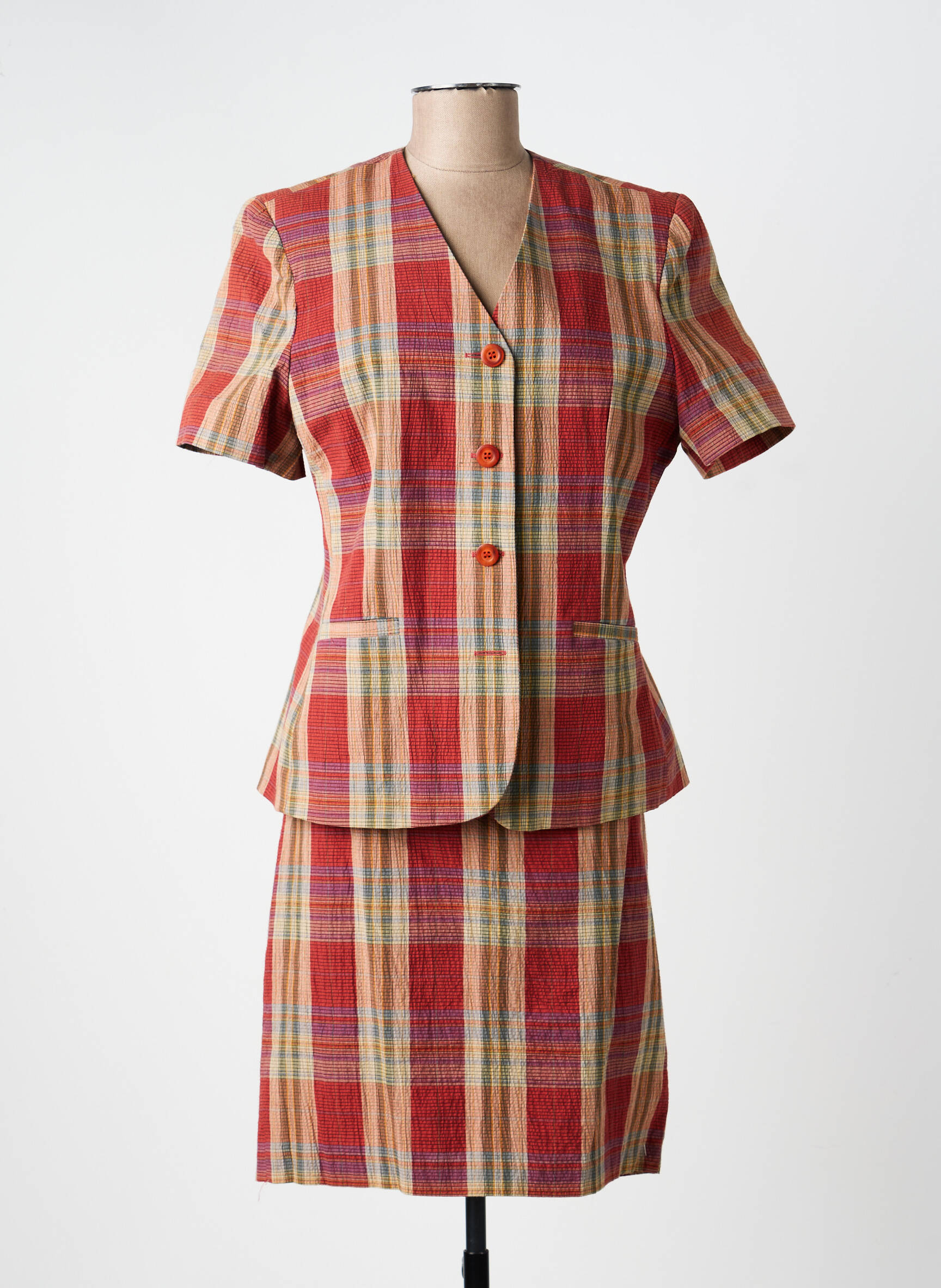 Ensemble jupe manches courtes rouge CAMÉLINE femme