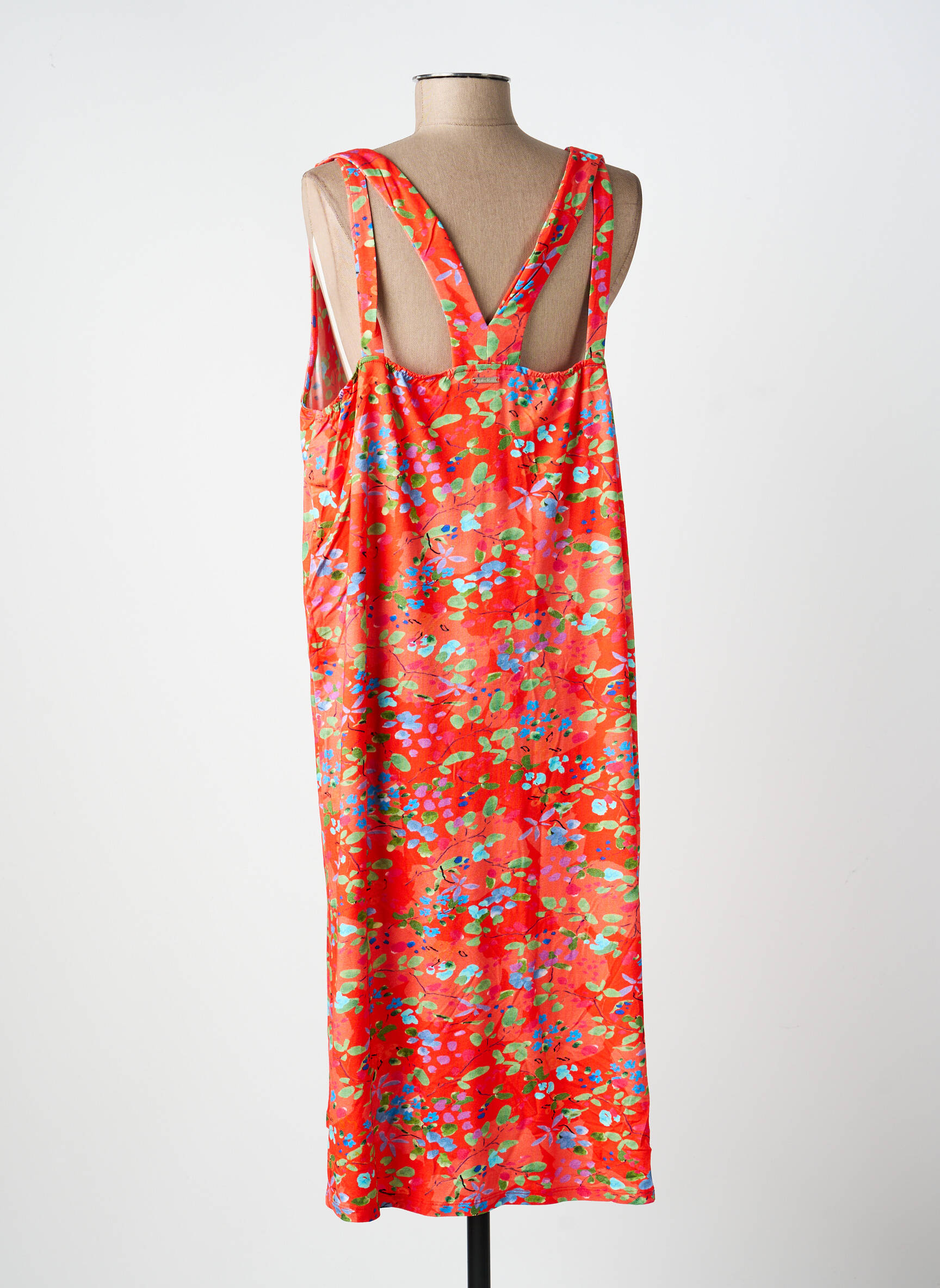 Robe longue imprimé fleurs sans manche orange AGATHE & LOUISE femme