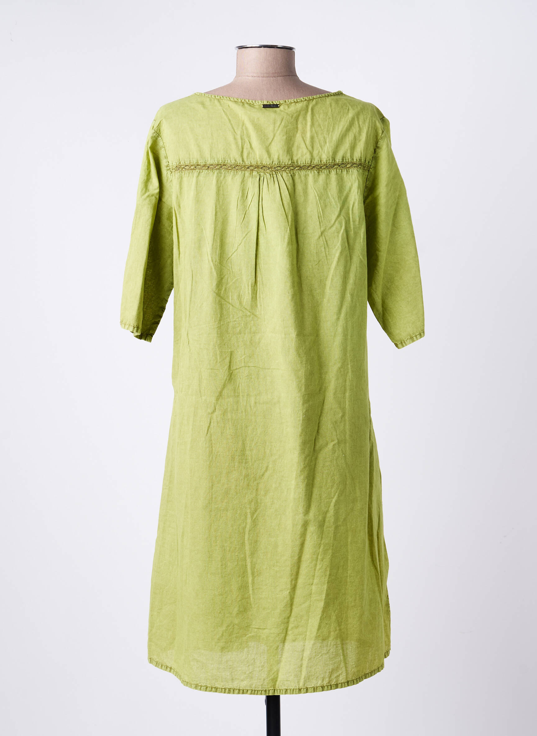 Robe mi-longue coupe fluide manches longues vert AGATHE & LOUISE femme