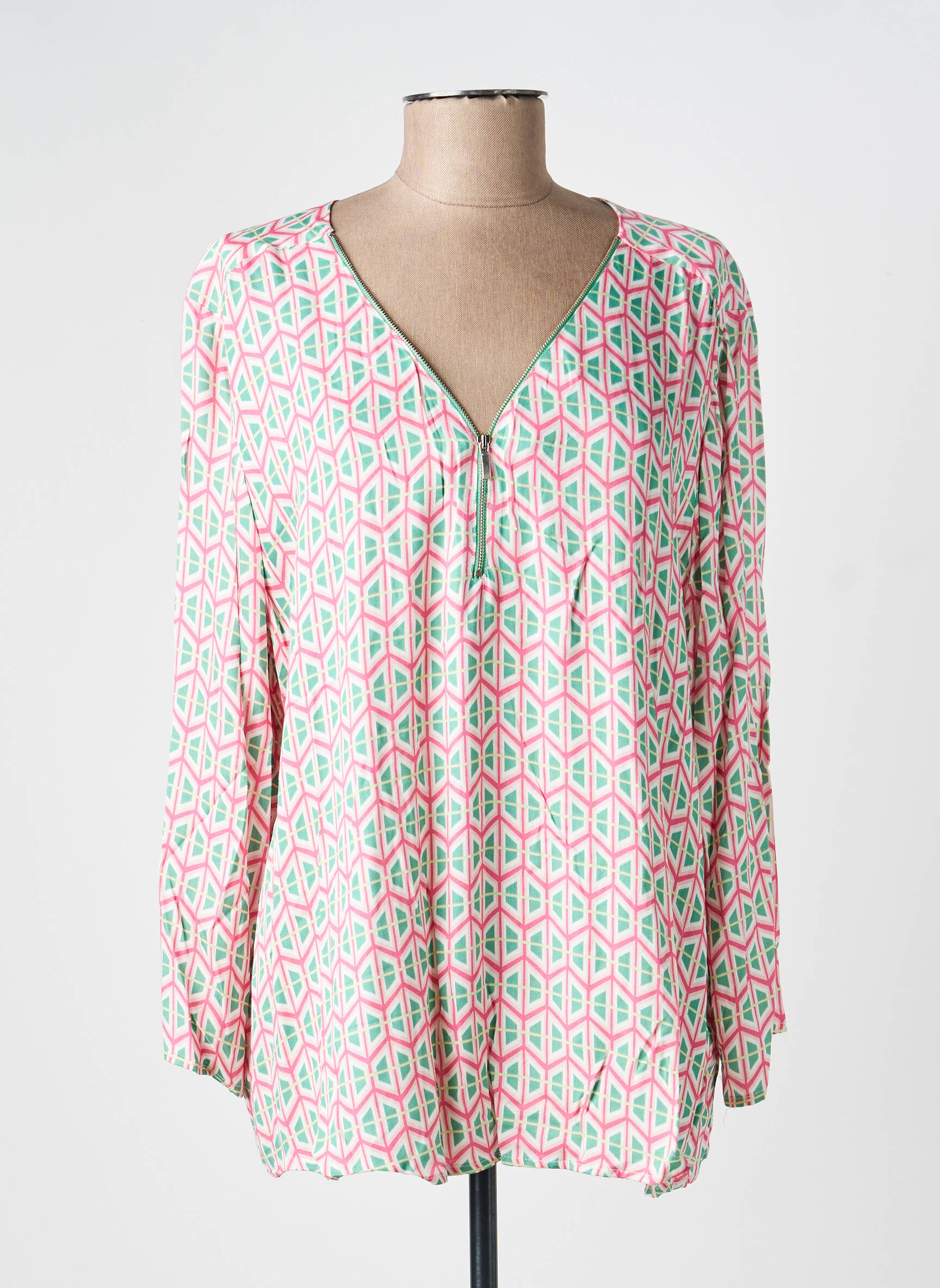 Blouse tissage popeline manches longues rose BARILOCHE femme