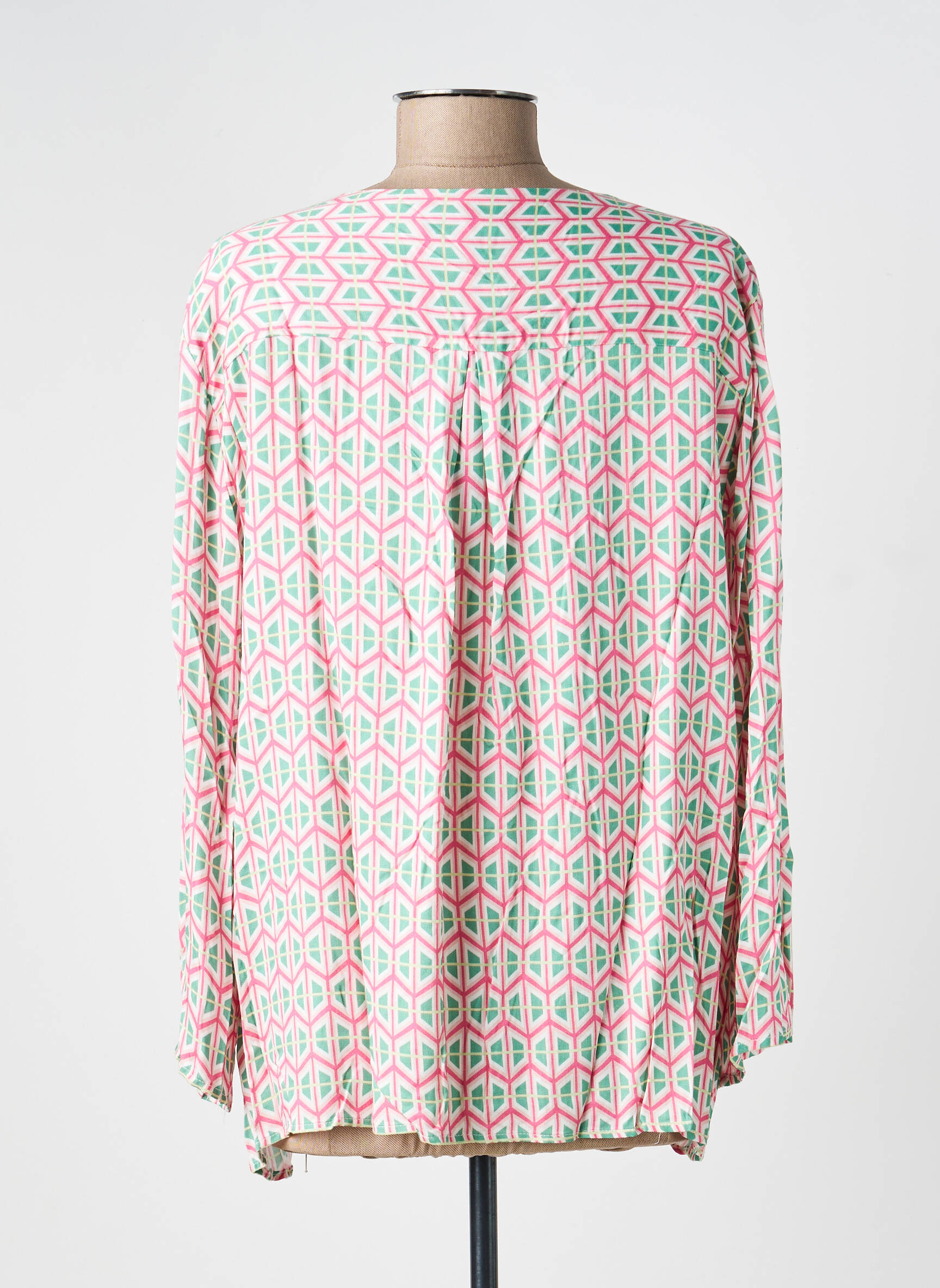 Blouse tissage popeline manches longues rose BARILOCHE femme
