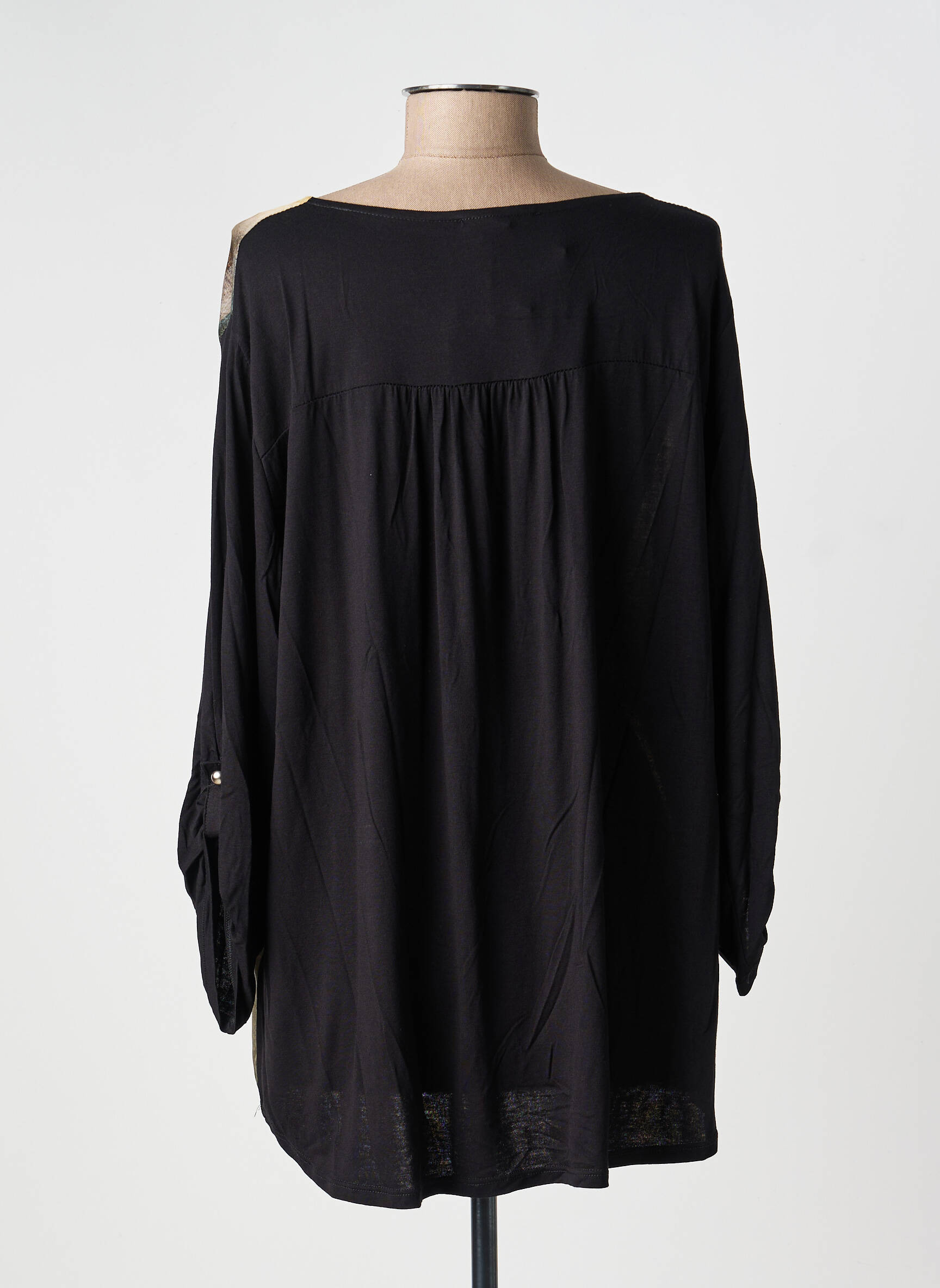 Tunique manches longues col v noir SUZANNA femme